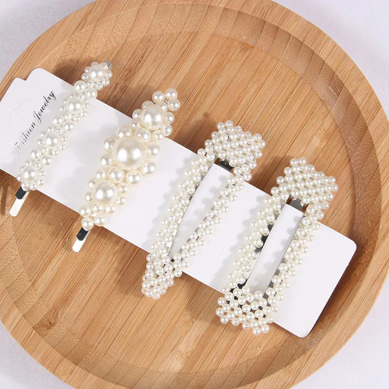 5Pcs/Set Elegant Pearl Hair Clips for Women - Snap Button Hairpins, Sweet Pearl Barrettes, Hair Jewelry Accessories - Perfect for Weddings, Parties & Everyday Styling