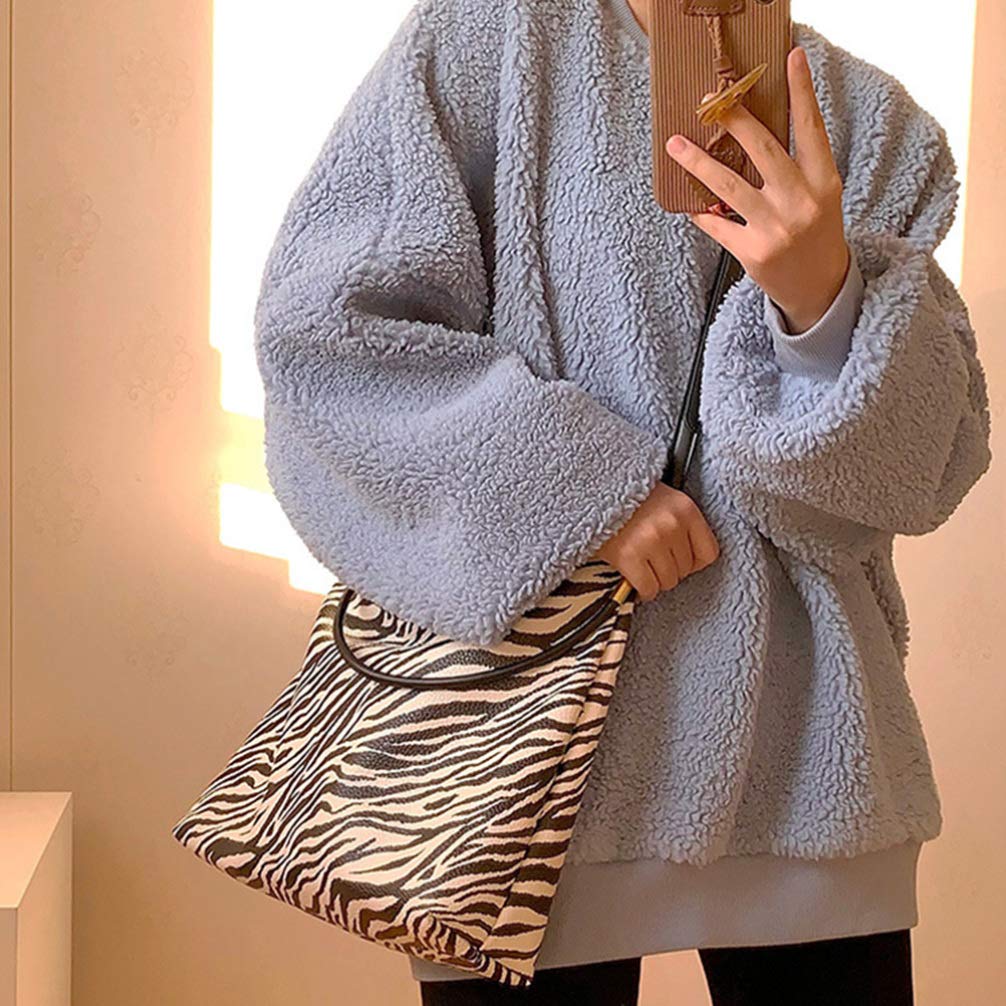 1pc Zebra Print PU Leather Shoulder Bag for Women - Crossbody Camera Strap Tote Handbag in Black & White Pearlescent - Perfect for Travel, Photography & Everyday Use