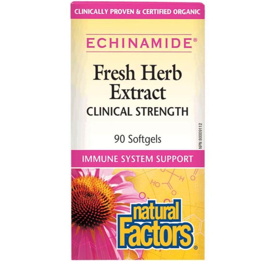 Natural Factors Echinamide Fresh Herb Extract - Clinical Strength Immune Support - 90 Softgels - Boosts Immunity for Cold & Flu Season