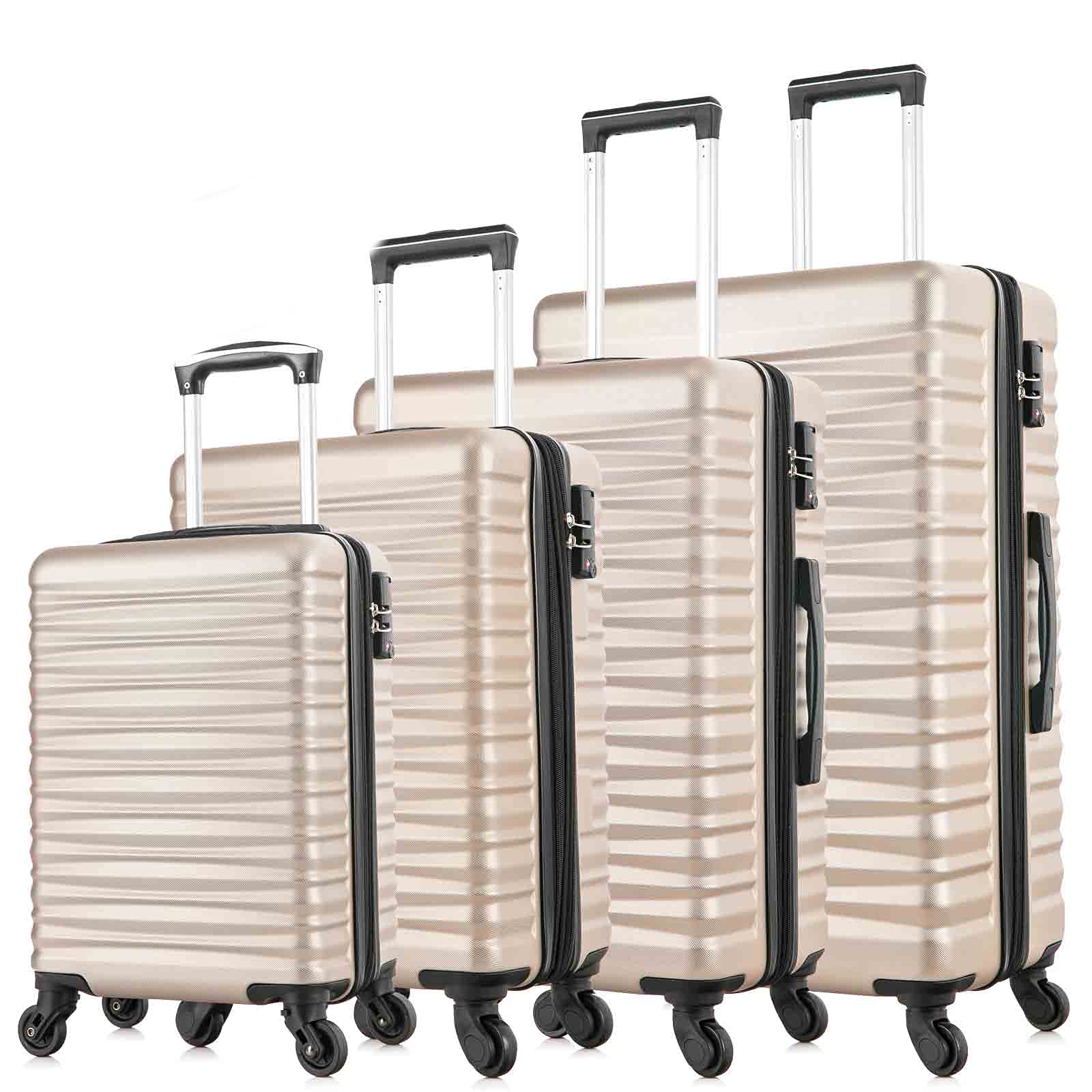 4-Piece Expandable Spinner Luggage Set with TSA Lock - Lightweight Carry-On Suitcase with 360° Wheels (Champagne) - Perfect for Business Travel, Family Vacations & International Trips