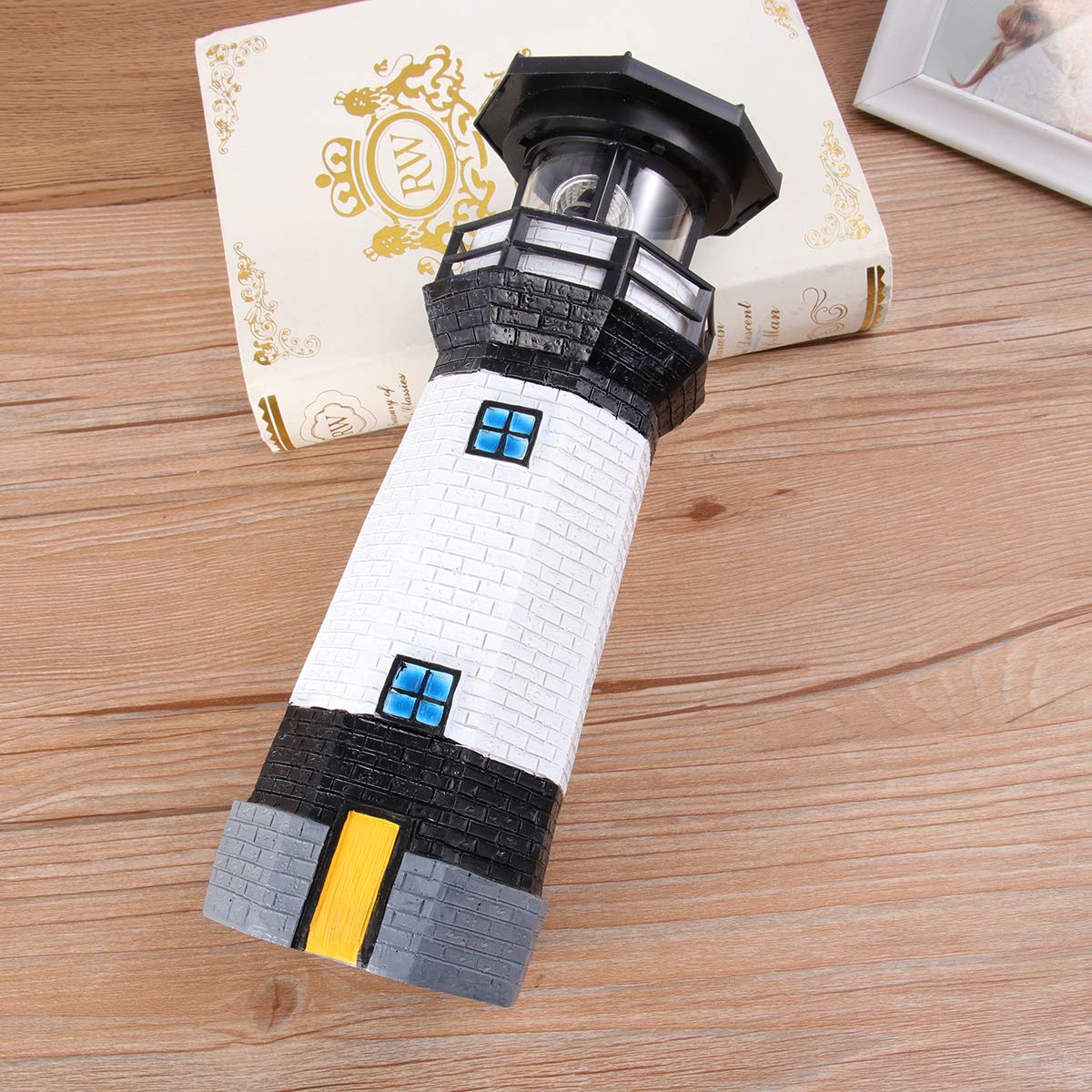 1pc Solar Powered Outdoor Lighthouse Garden Light - Waterproof Rotating LED Solar Lamp for Lawn, Yard, and Pathway Decoration | Perfect for Patio, Backyard, and Landscape Lighting at Night