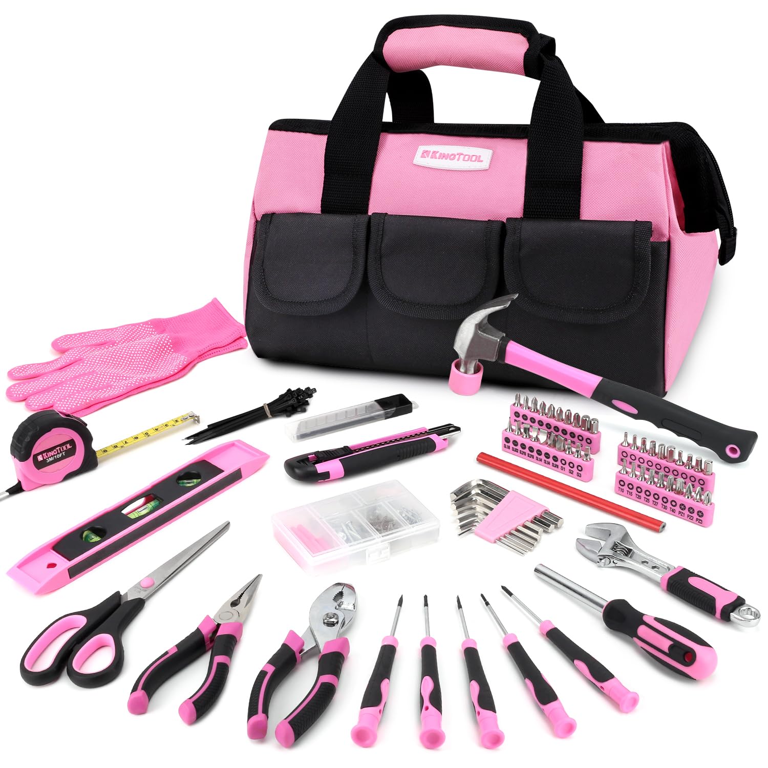 KingTool 275-Piece Pink Tool Set for Women - 12