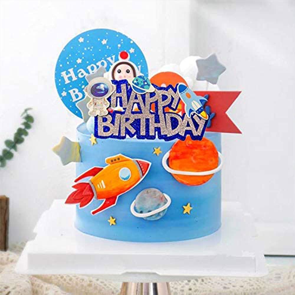 JeVenis Space Birthday Cake Topper Set - Astronaut, Rocket & Cupcake Decorations for Galaxy Themed Parties - Perfect for Kids Birthday Cakes, Baby Showers & Space-Themed Celebrations