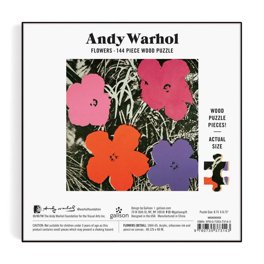 GALISON Andy Warhol Flowers 144 Piece Wooden Jigsaw Puzzle - Perfect for Family Game Night & Home Decor