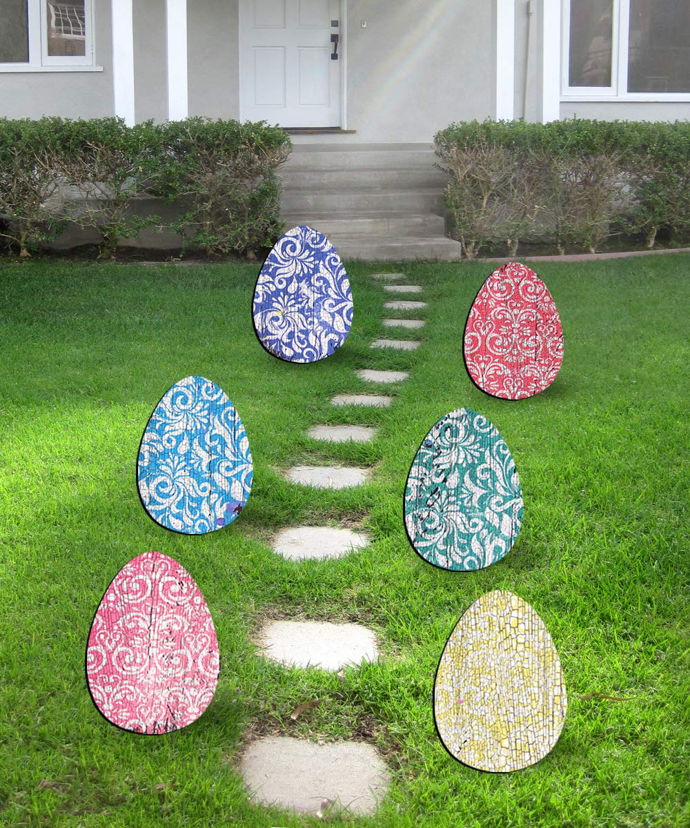G.DeBrekht 8198712-2M-S6 Easter Egg Decorations - Set of 6 Hanging Garden Ornaments for Spring Outdoor Decor, Easter Party & Home Decoration
