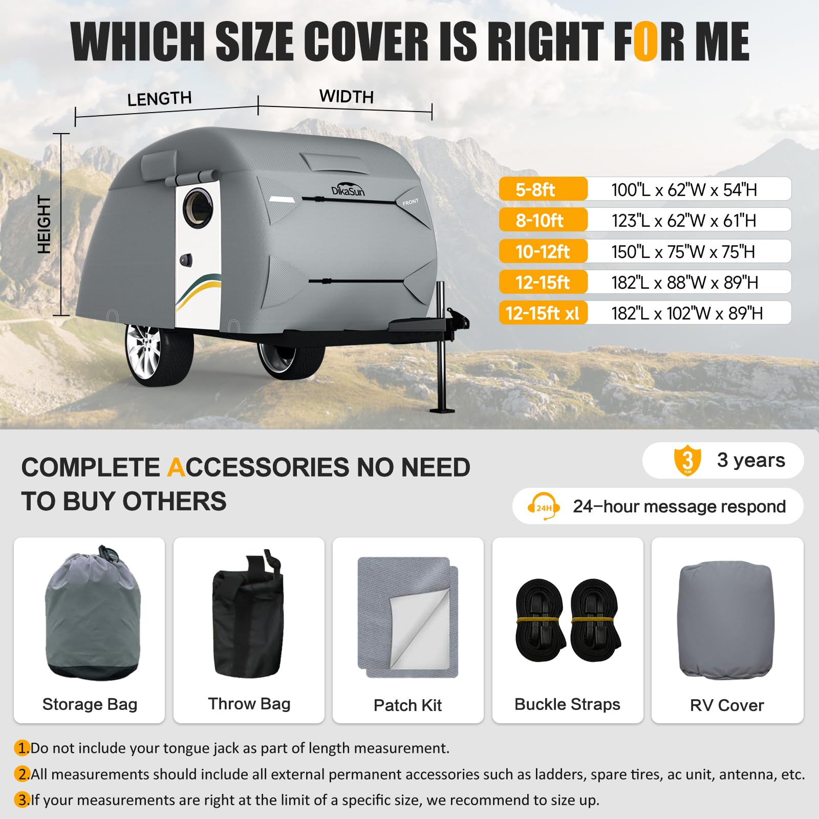 Premium Waterproof Teardrop Trailer Cover - 7-Layer Protection for 12' to 15' Campers | Heavy-Duty, Tear-Resistant Travel Trailer Cover for Forest River R-Pod & Clamshell Trailers | Ideal for Outdoor Camping, RV Storage & All-Weather Protection