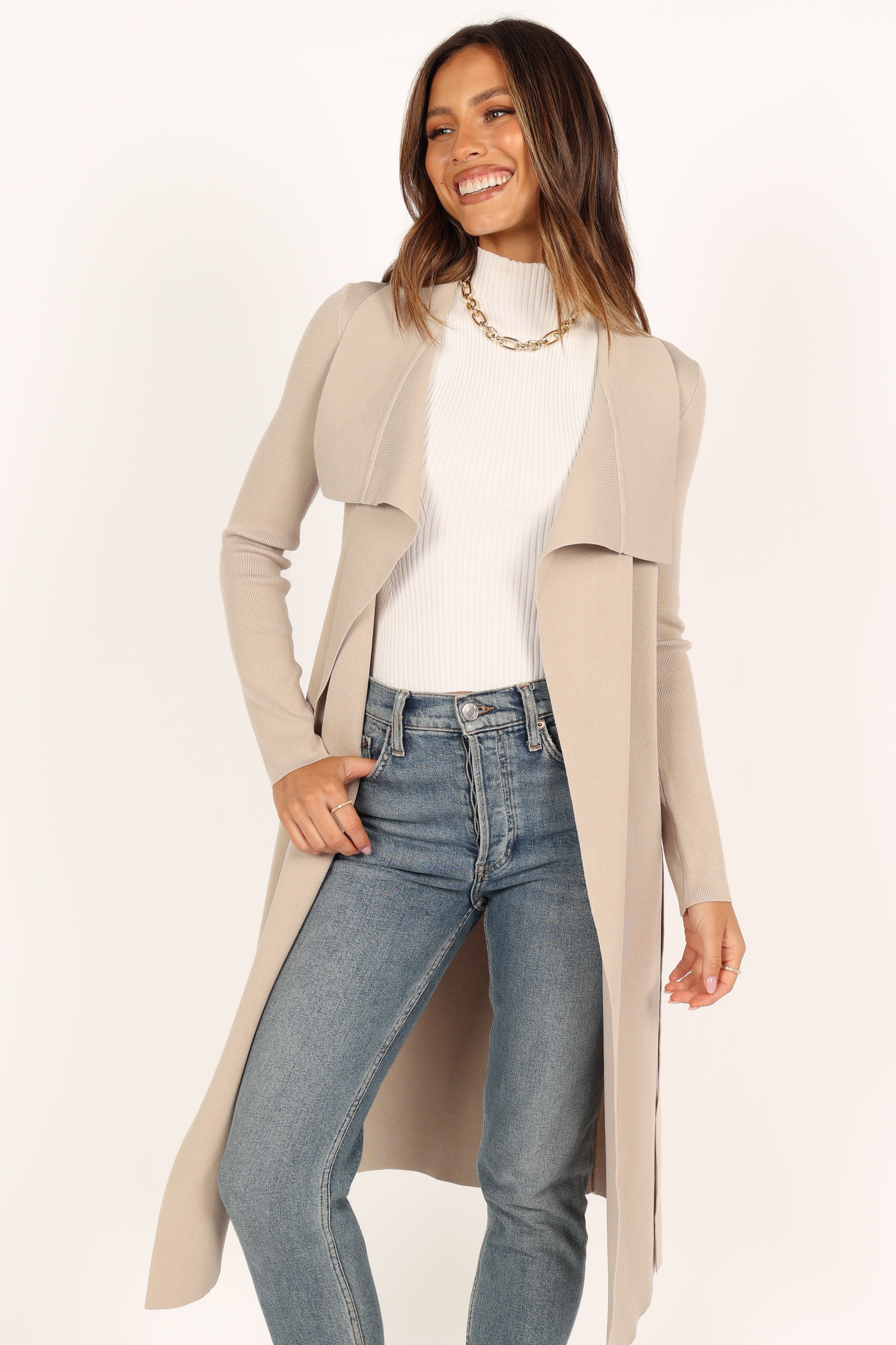 Audrina Women's Stone Color Cardigan - Soft Knit Sweater for Fall & Winter, Perfect for Office, Casual Wear & Layering