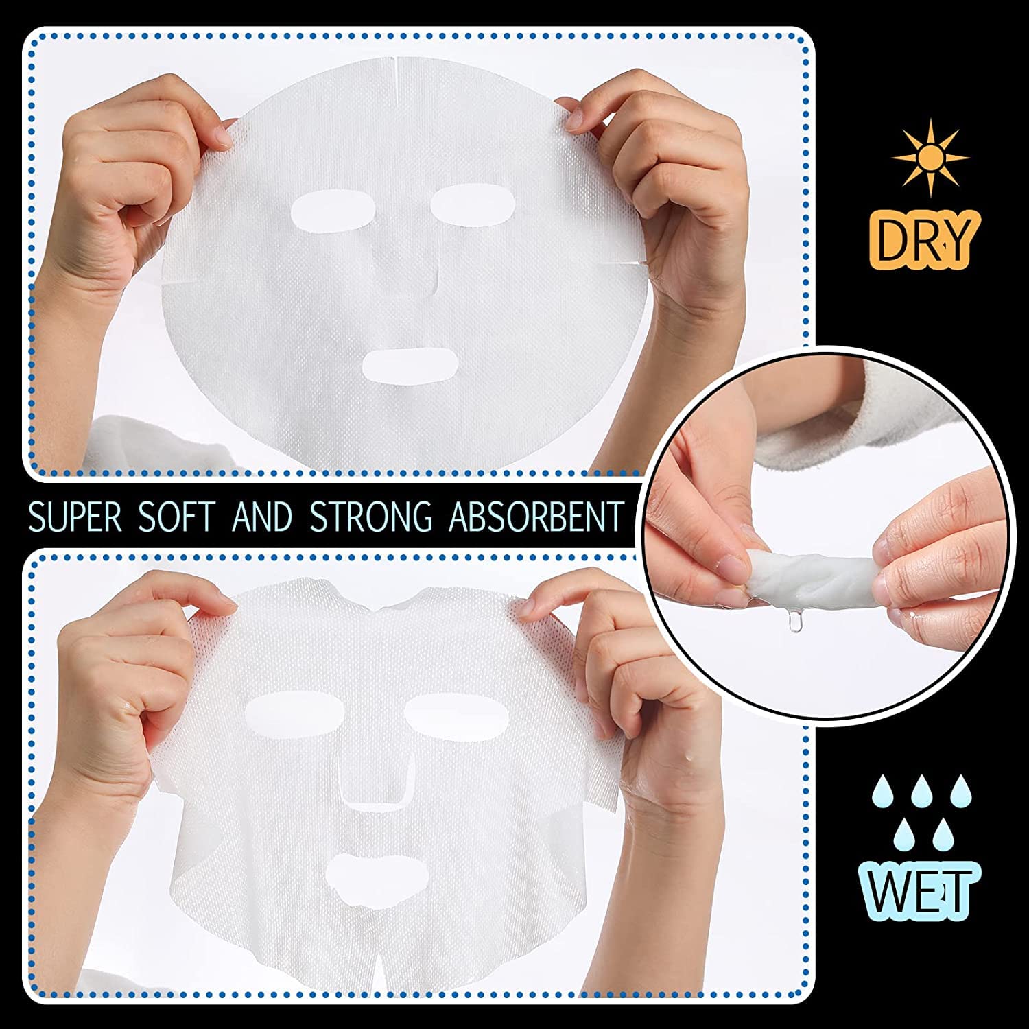 20Pcs Cotton Facial Sheet Mask Set - Deep Cleansing, Pore Minimizing, DIY Spa Treatment for Glowing Skin | At-Home Facial, Self-Care Routine, Beauty Salon Treatment