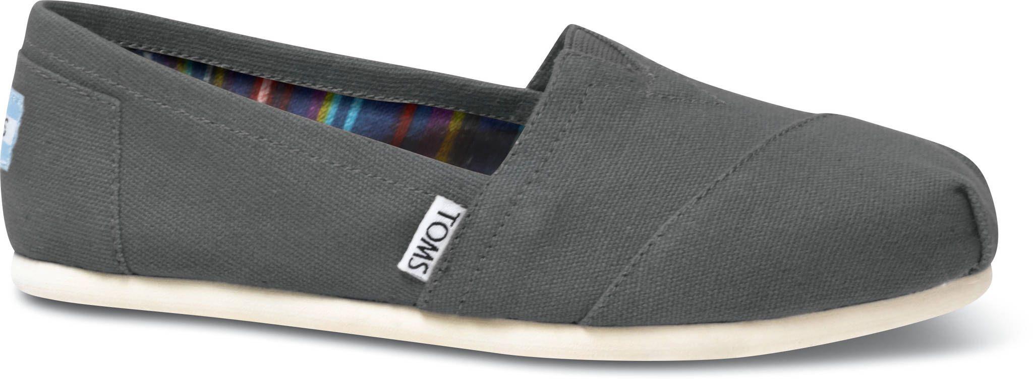 TOMS Ash Grey Canvas Classic Slip-On Shoes for Men & Women – Comfortable & Lightweight for Casual Wear, Travel, and Everyday Use