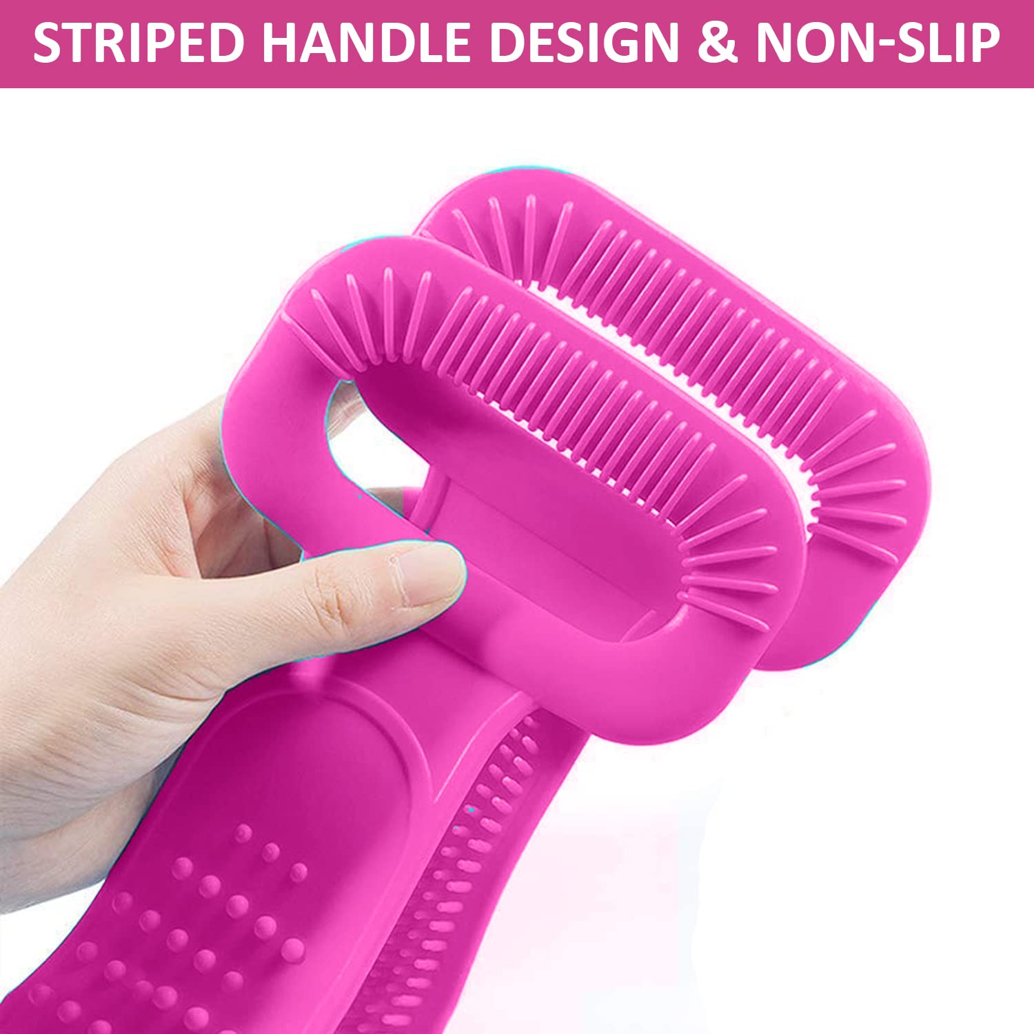 Aabhir TRADERS Silicone Bath Back Scrubber Belt with Handle - Exfoliating Shower Brush for Women & Men - Double Sided Skin Cleansing Scrubber (Purple) - Perfect for Deep Cleaning & Spa Experience at Home