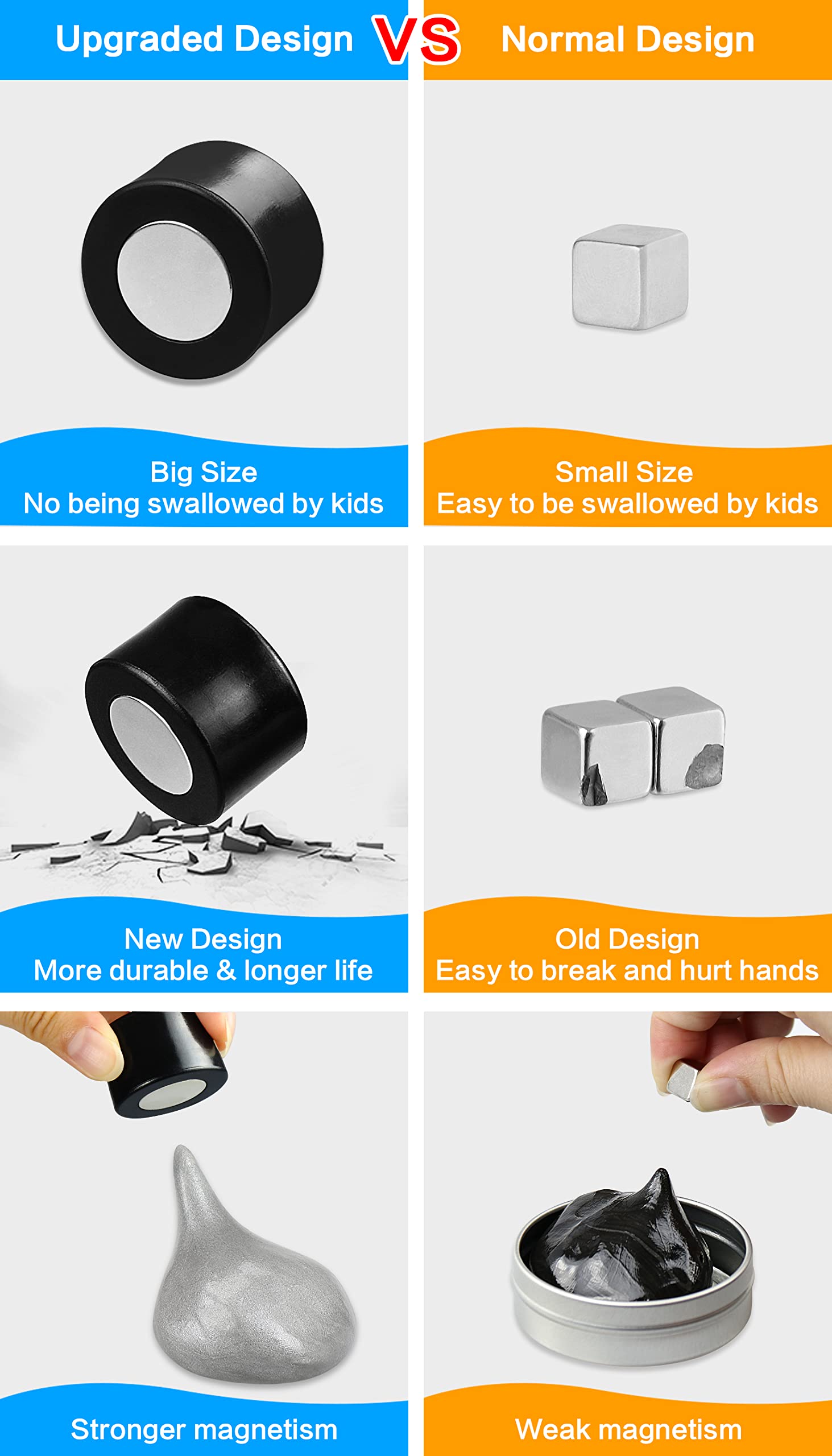 Magnetic Slime Putty - Upgraded Magnetic Space Putty with Strong Magnets | Fun Fidget Toy for Stress Relief & Sensory Play | Perfect Gift for Kids & Adults (Christmas, Birthday, Stocking Stuffers) | Great for Classrooms, Office Desks & Anxiety Relief (1 Pack, Silver)
