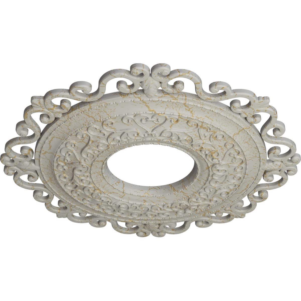 Ekena Millwork Orrington 22-Inch Ceiling Medallion - Hand-Painted Pot of Cream Crackle Finish, 22