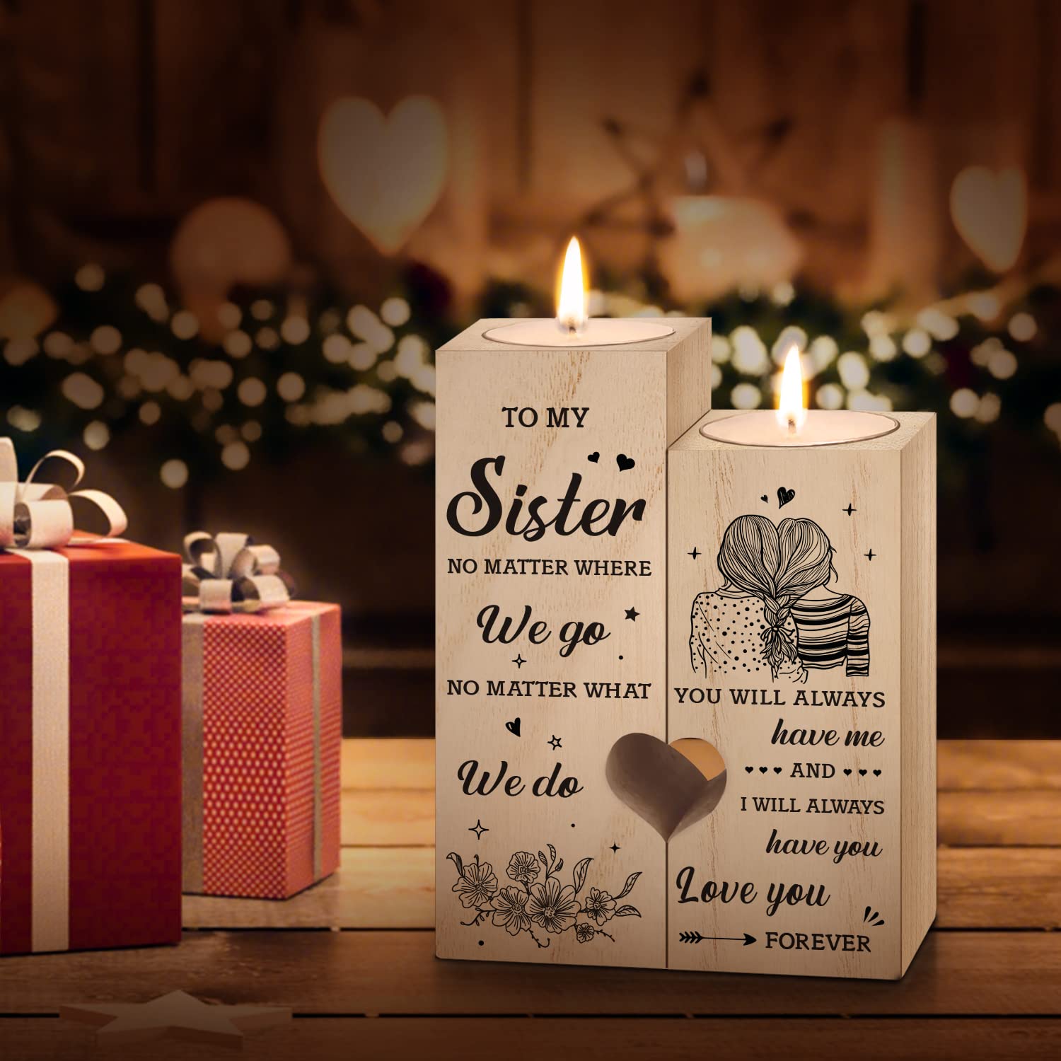 Heart-Shaped Candle Holders - Perfect Sister Gifts for Mother's Day, Birthday, Graduation, Christmas, Wedding & Thank You - Elegant Home Decor for Romantic Dinners, Spa Nights & Special Celebrations