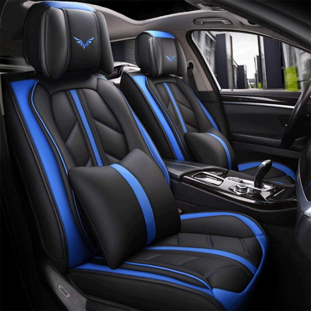 Universal 5-Seat Car Seat Cover - Adjustable Four Seasons Artificial Leather Cushion (Brown/Beige/Blue) for SUVs, Sedans & Trucks - Comfort & Protection for All Weather Driving