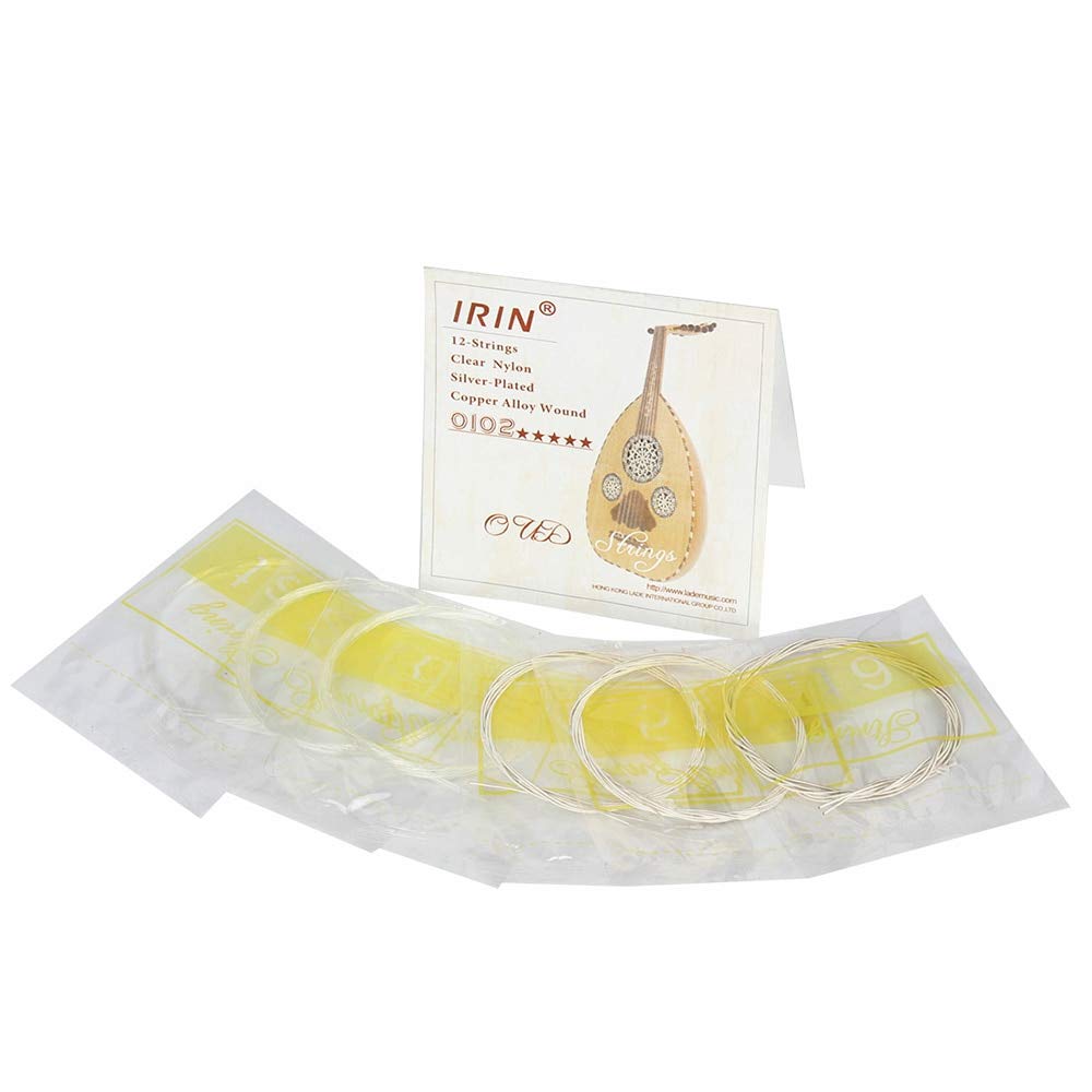 Premium Oud Strings Set (D-A-E-B-F) - Clear Nylon with Silver-Plated Copper Alloy Wound - 10 or 12 Strings for Professional Oud Players - Perfect for Middle Eastern Music Performances & Practice Sessions