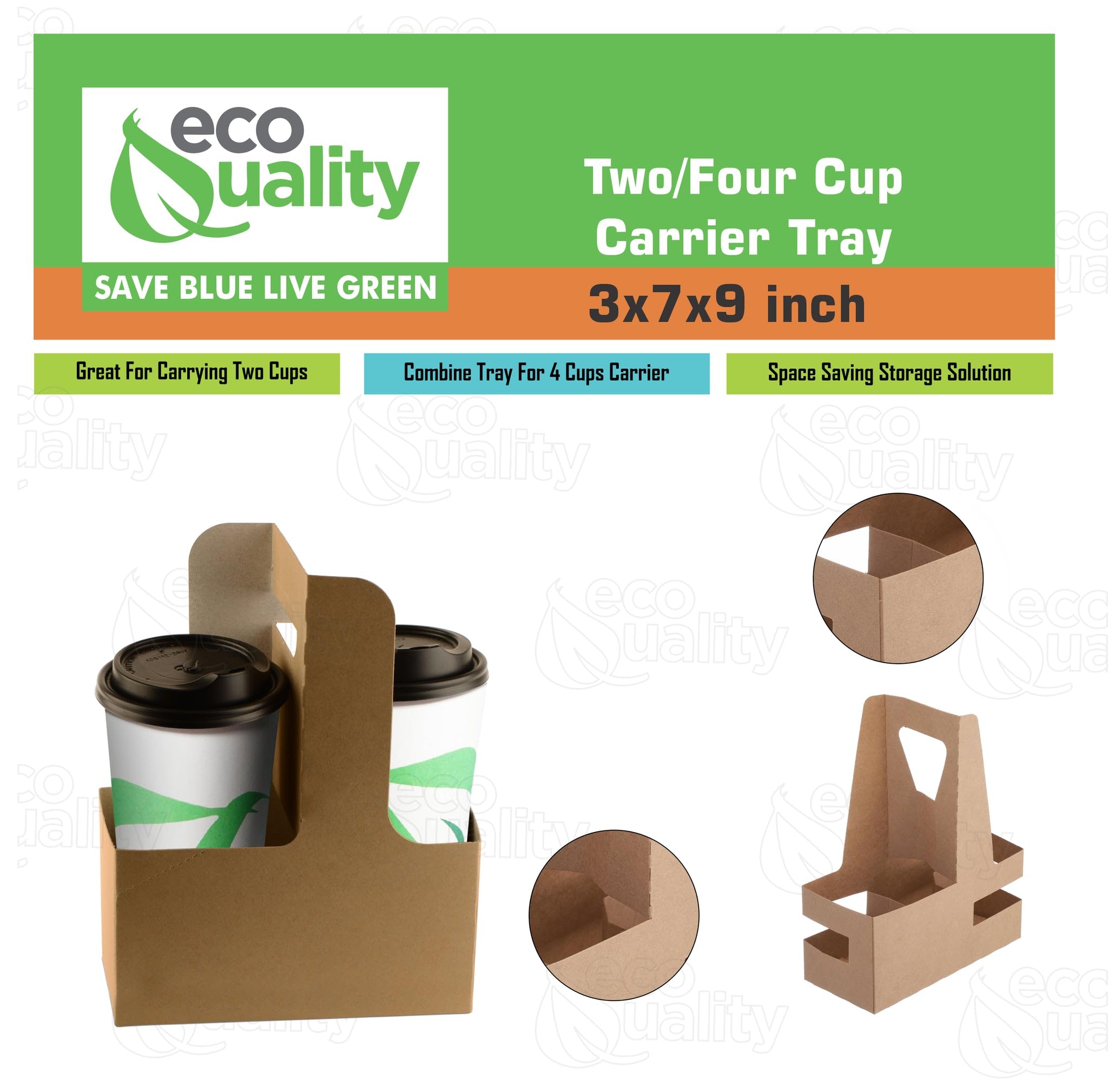 25-Pack Disposable Kraft Paper Cup Carrier with Handles - 2 or 4 Cup Holder for Hot/Cold Drinks - Eco-Friendly Drink Tray for Coffee Shops, Food Delivery & Takeout - Perfect for Starbucks, Dunkin' Donuts & Office Parties