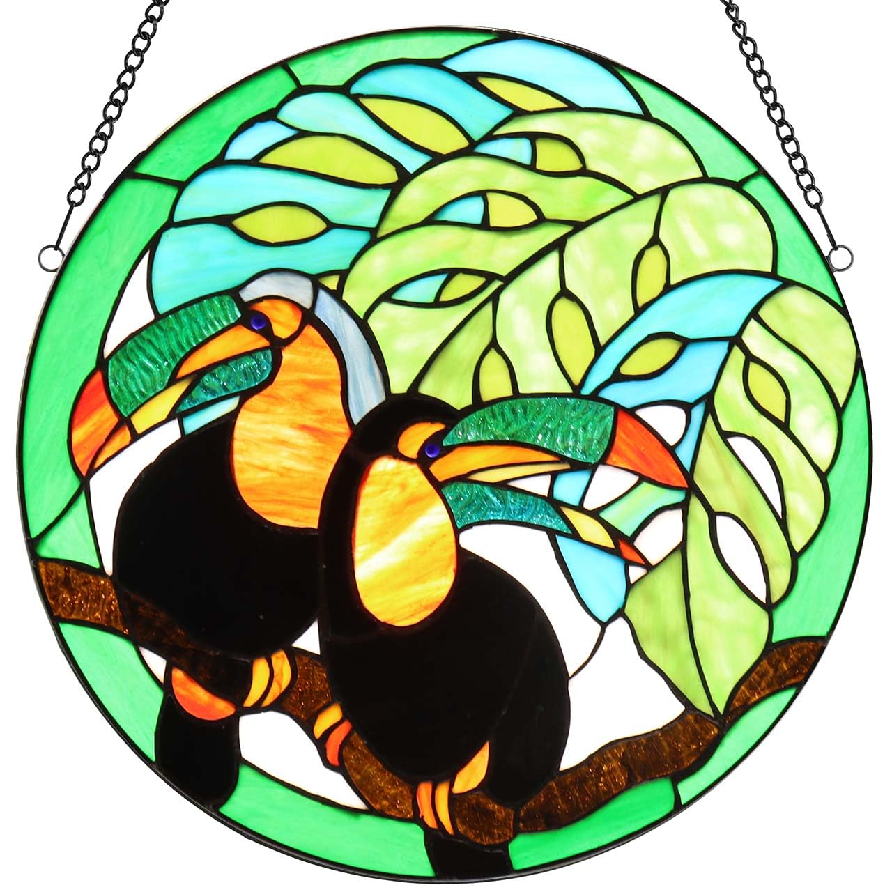 Bieye W10070 Tiffany Style Stained Glass Window Panel - 16