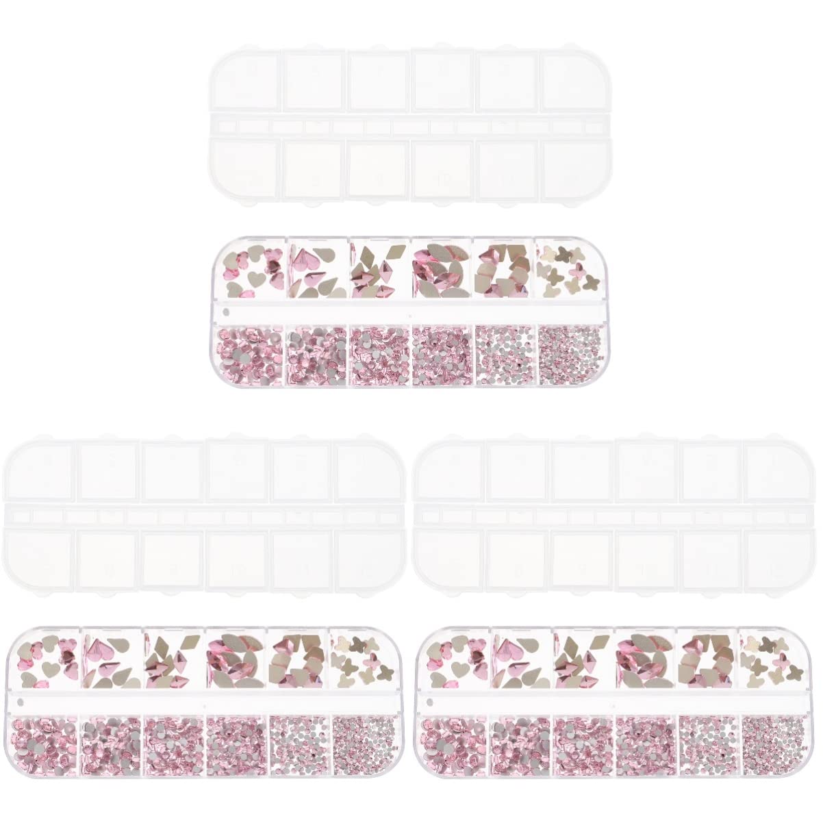 FRCOLOR 3pcs Flat Back Nail Gems Set - Crystal Rhinestones Charms for Nail Art Decoration | DIY Manicure, Wedding, Party & Salon Use