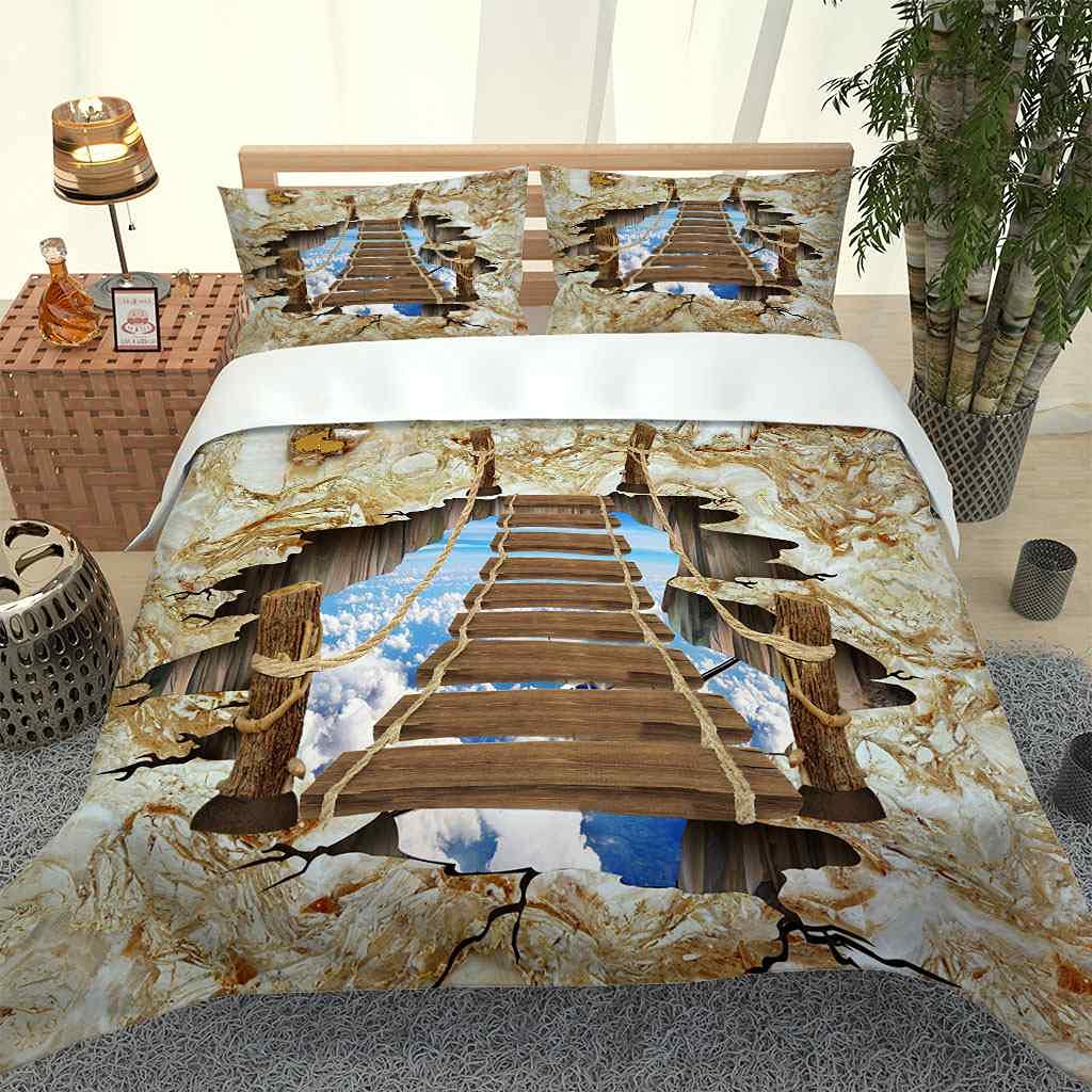 Premium Queen Duvet Cover Set 90x90 Inches - Soft Microfiber Golden Ladder Print Bedding with Zipper Closure & Corner Ties + 2 Pillow Shams | Modern Luxury Bedroom Decor for Master Bedroom, Guest Room & Hotel Style