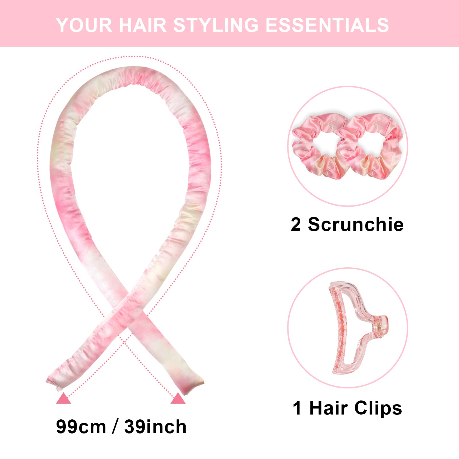 HUAUOO Heatless Curling Set - Satin No Heat Curling Headband for Long Hair with Scrunchies | Overnight Curlers for Sleeping | Perfect for Bedtime Styling & Damage-Free Waves