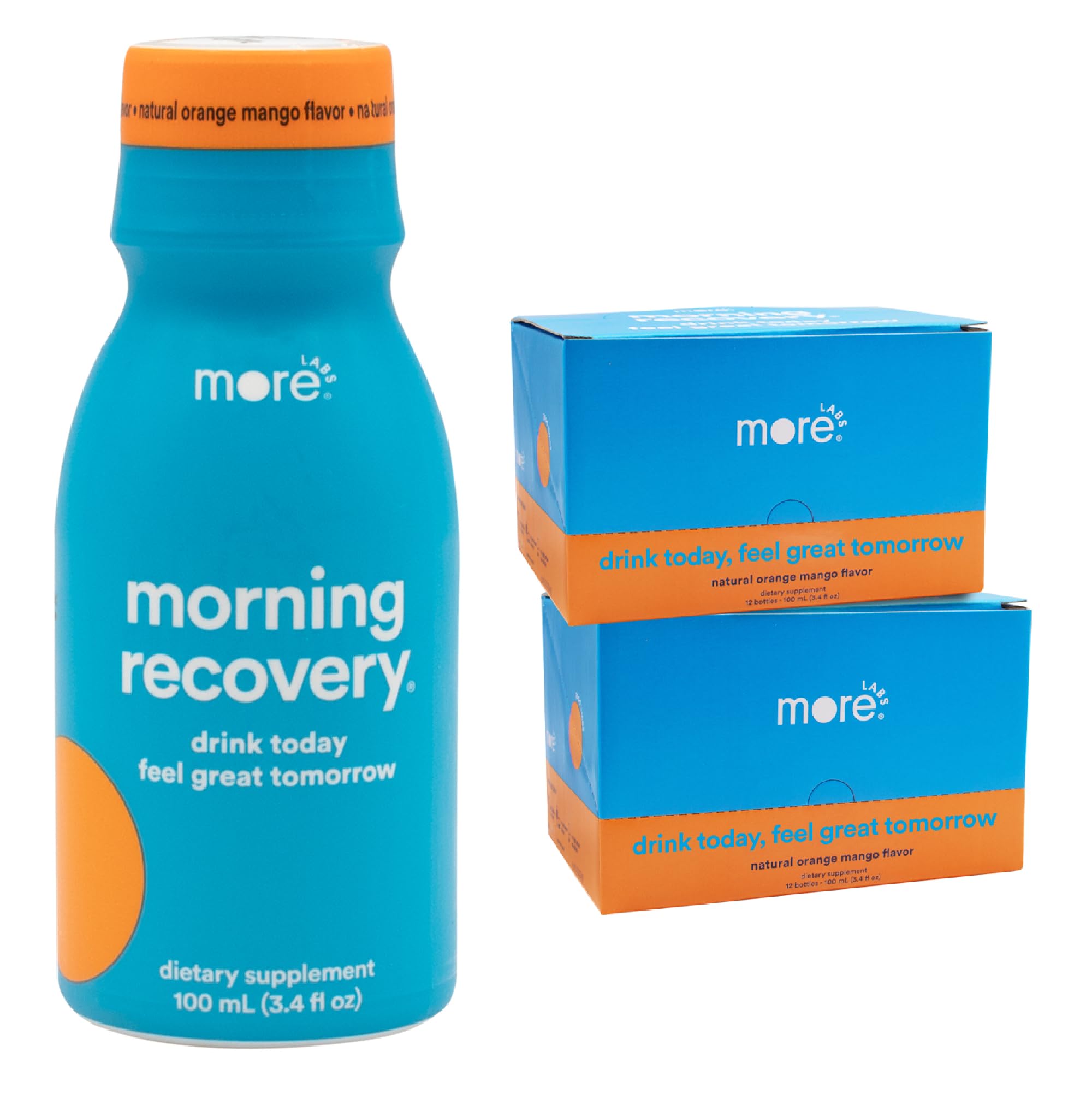 Morning Recovery Electrolyte Drink - Hydrating Liquid DHM with Milk Thistle for Hangover Relief | Fast-Absorbing Orange Mango Flavor | Pack of 24 | Perfect for Post-Party Recovery & Next-Day Wellness