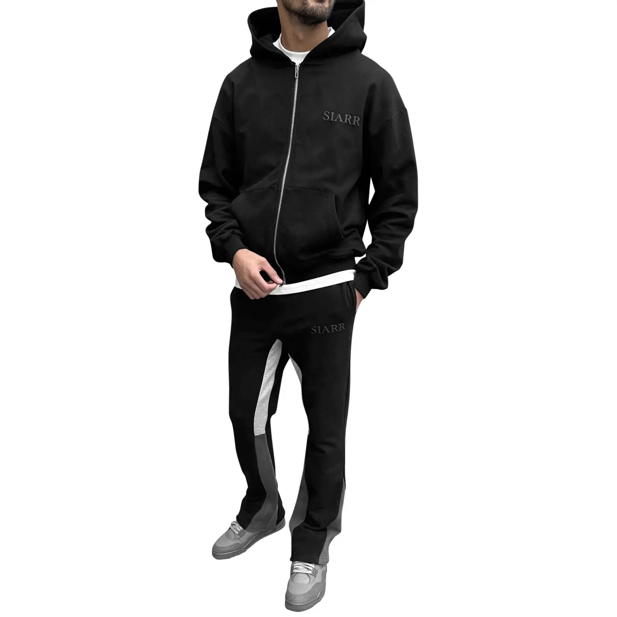 SIARR Black Zip Up Hoodie for Men & Women - Stylish Lightweight Fleece Jacket with Front Pockets - Perfect for Casual Wear, Gym, and Outdoor Activities
