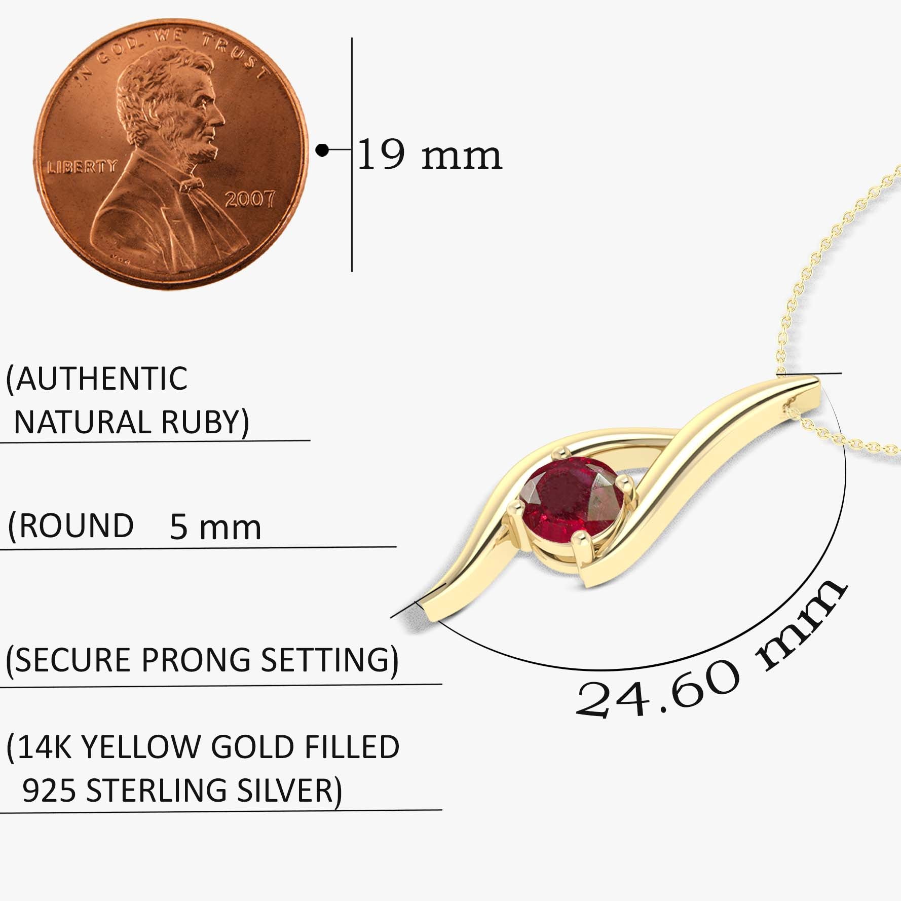 Natural Ruby Bypass Pendant Chain Necklace - Elegant 14K Gold Jewelry for Women | Perfect for Weddings, Anniversaries & Special Occasions