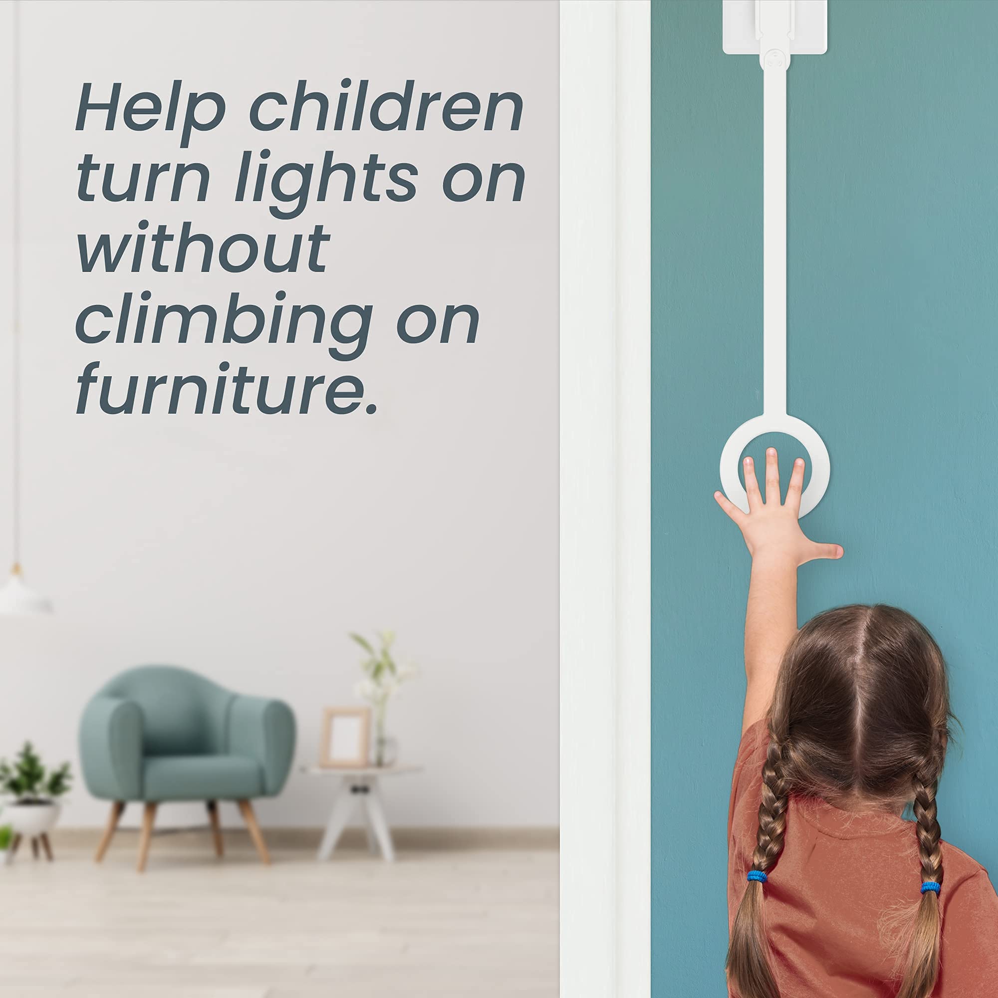 IMPRESA 3-Pack Light Switch Extenders for Kids - Toddler Safety Light Switch Helper with Easy Grab Loop for Potty Training, Childproof & Simple Installation - Perfect for Homes, Schools, and Daycares