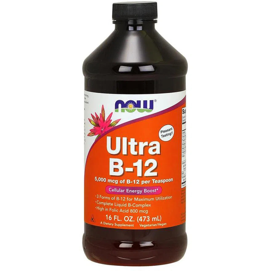 NOW Ultra B-12 Liquid Supplement - Fast-Absorbing Vitamin B12 Drops for Energy & Metabolism Support - Perfect for Vegans, Athletes & Busy Professionals