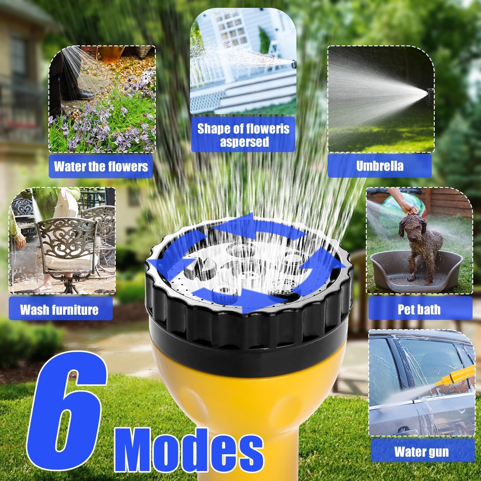 360 Degree Rotating Car Wash Brush with Handle - Detachable & Retractable Hose Attachment, Soap Dispenser - Perfect for Car, Yard, Garden & Pet Cleaning - Water-Saving Car Washing Kit for Home & Outdoor Use