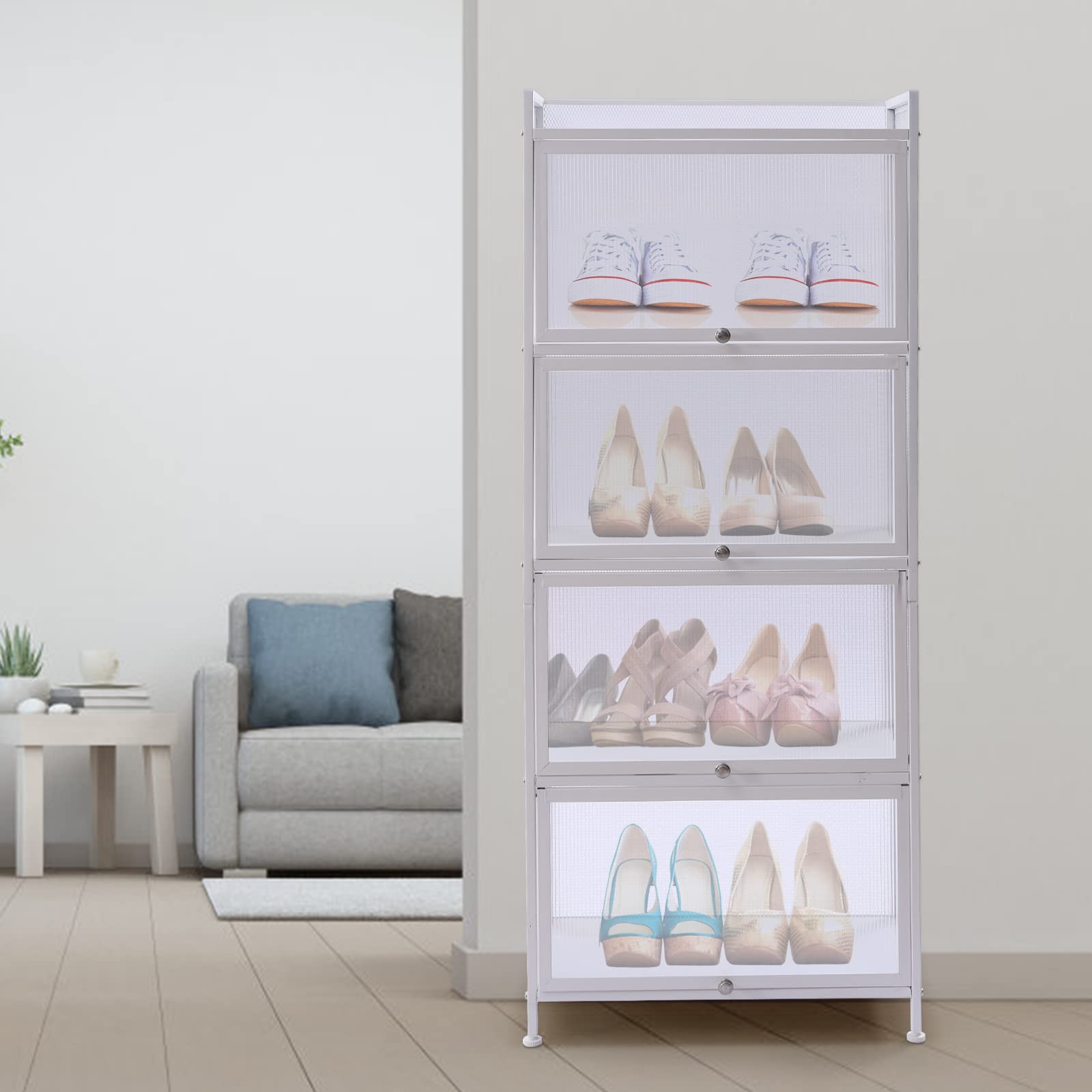 5-Tier Modern Kitchen Storage Cabinet with Breathable Mesh - Large Pantry Organizer for Spices, Utensils & Dry Food - Perfect for Small Kitchens, Dining Rooms & Home Organization (White)
