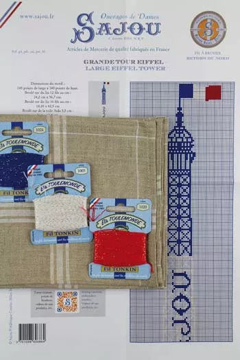 Eiffel Tower Cross Stitch Tea Towel Kit - DIY Embroidery Kit for Beginners, Paris Themed Kitchen Decor, French Gift Idea for Home & Party Use