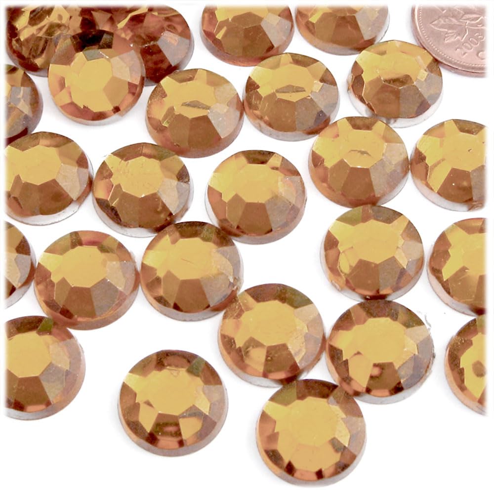 144-Piece 14mm Round Flatback Rhinestones in Light Orange - DIY Jewelry, Nail Art, Scrapbooking & Crafting Supplies for Home Decor and Gift Making