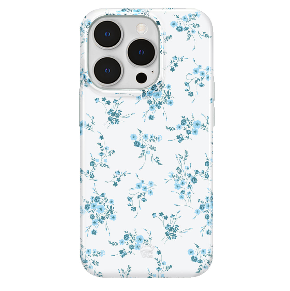 French Blue Floral iPhone Case - Elegant Flower Design Protective Cover for iPhone 13/14/15 Pro Max - Perfect for Everyday Use, Travel & Gift Giving