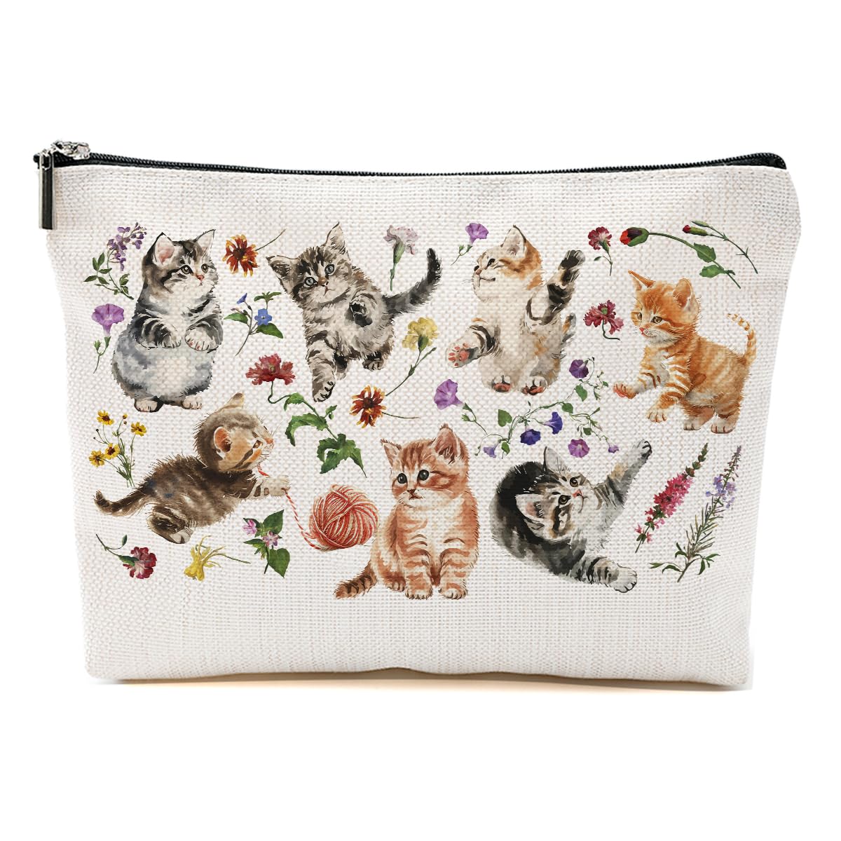 Cute Floral Cat Makeup Bag - Cat Lover Gifts for Women, Girls, Friends & Daughters - Perfect for Christmas, Thanksgiving & Birthdays - Cat Mom Gifts & Cat Themed Toiletry Cosmetic Bag - Ideal for Travel, Daily Use & Gift Giving