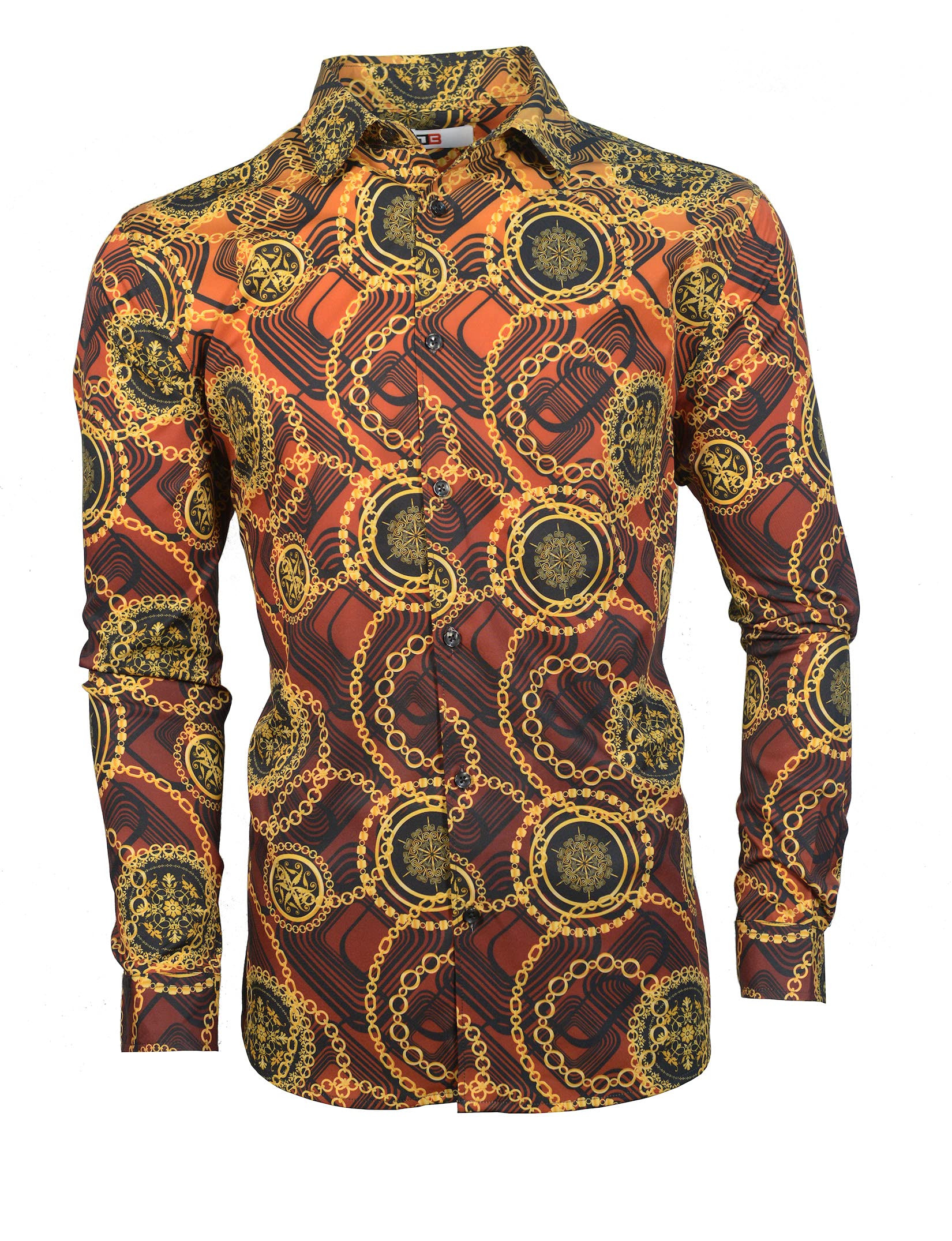 Stylish Men's Casual Button Down Long Sleeve Shirt - Luxury Printed Silk-Like Stretchy Dress Shirt for Hipster Fashion | Perfect for Office, Date Night & Casual Outings