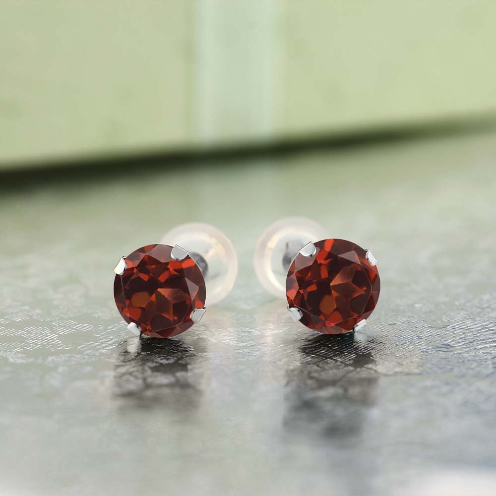 2.00 Ct Round Garnet Stud Earrings in 10K White Gold for Women & Men | 6MM Gemstone Jewelry | Perfect for Weddings, Anniversaries & Gifts