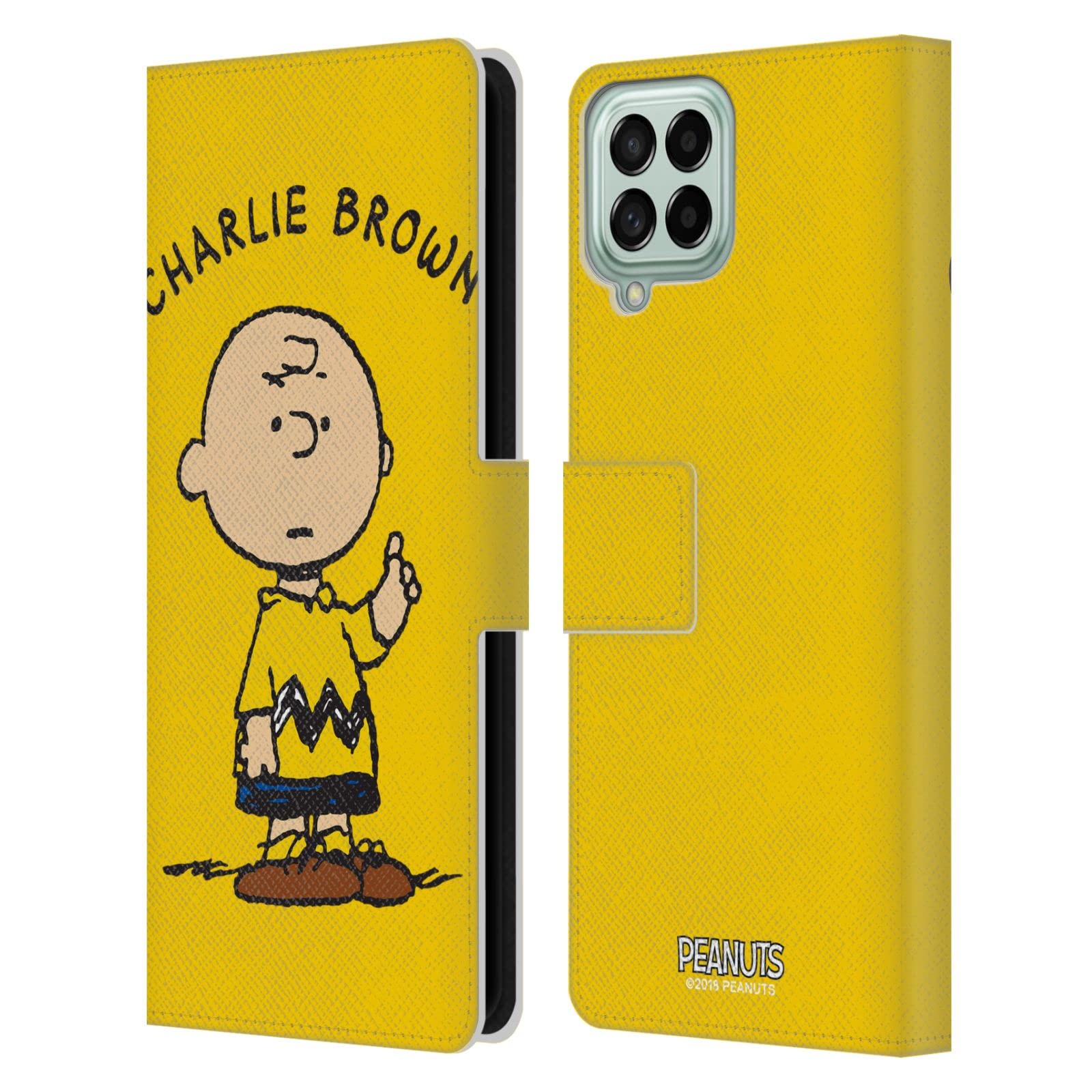 Head Case Designs Peanuts Charlie Brown Leather Book Wallet Case for Samsung Galaxy M53 (2022) - Officially Licensed, Protective Cover for Work & Travel