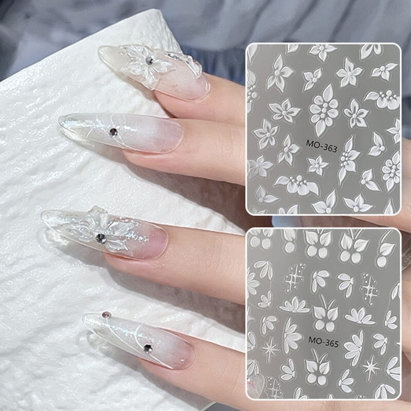 3D Yellow Flowers Embossed Nail Stickers - MO366 for DIY Nail Art, Manicure & Pedicure Decoration - Perfect for Parties, Weddings & Special Occasions