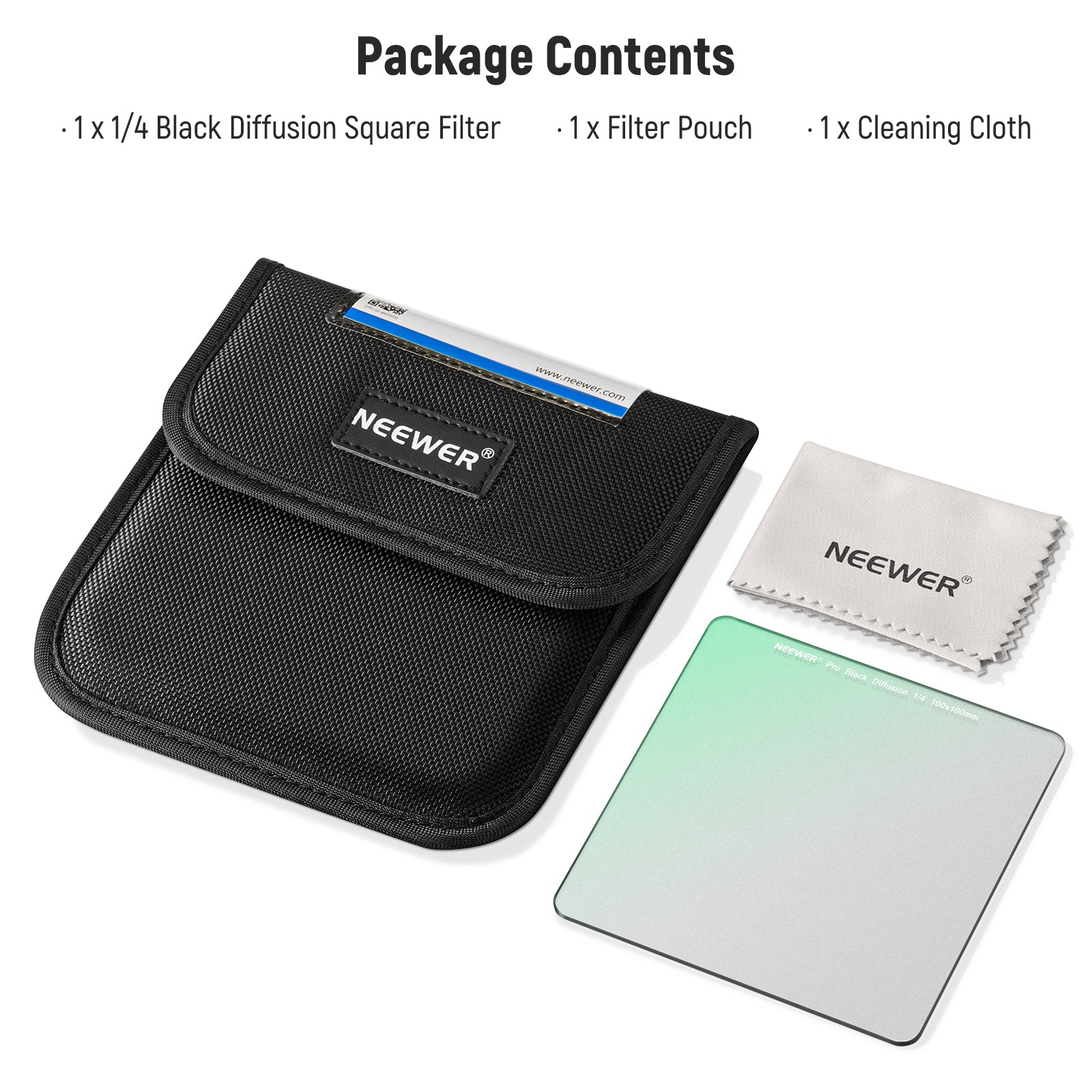 NEEWER 100x100mm 1/4 Black Diffusion Square Filter for DSLR Camera - Soften Harsh Light & Create Cinematic Effects for Photography & Videography