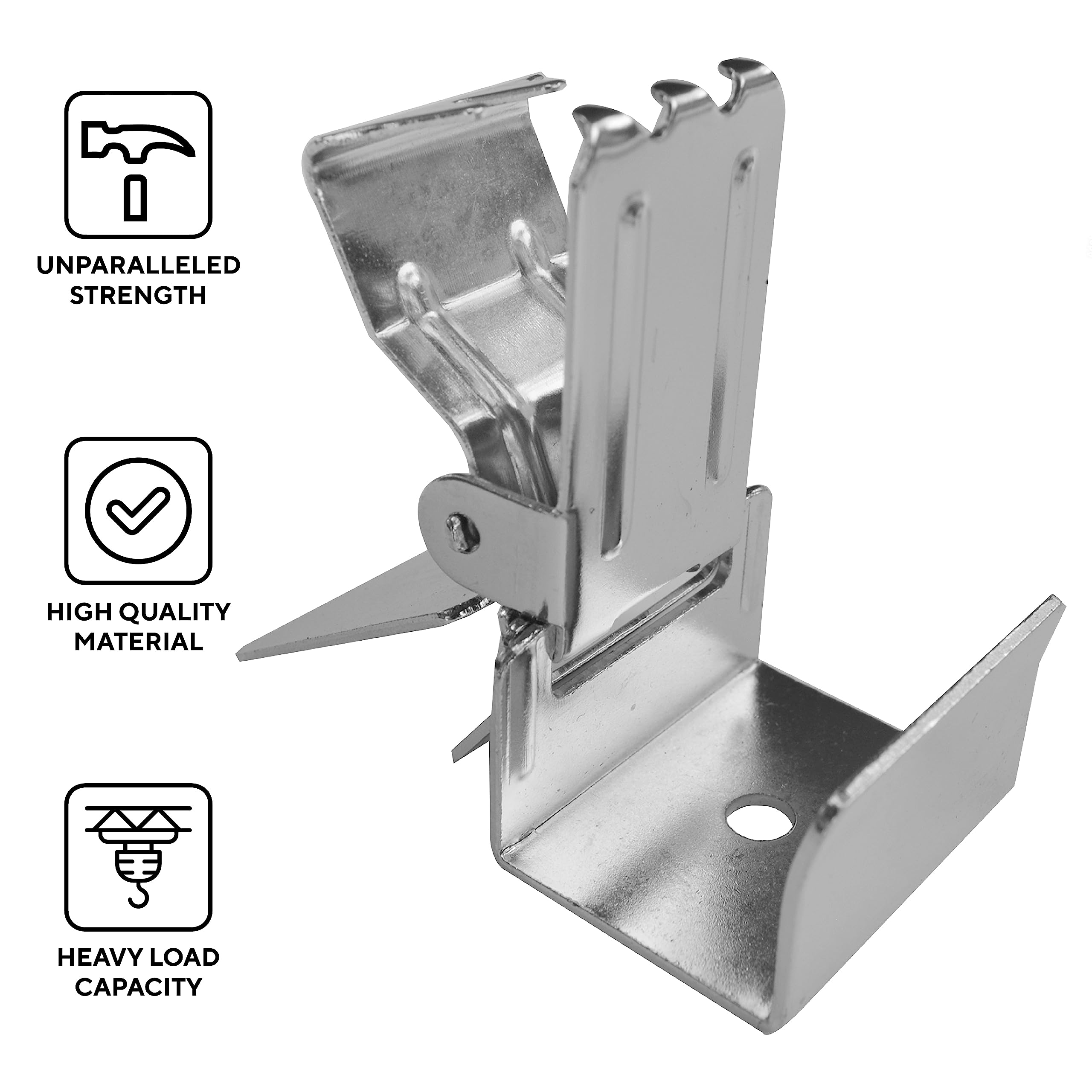 Heavy Duty Alligator Rug Clips for Large Rugs - 1 Inch Square Rod Compatible - Silver (10 Pack) - Perfect for Rug Display on Arms, Racks & Showroom Walls
