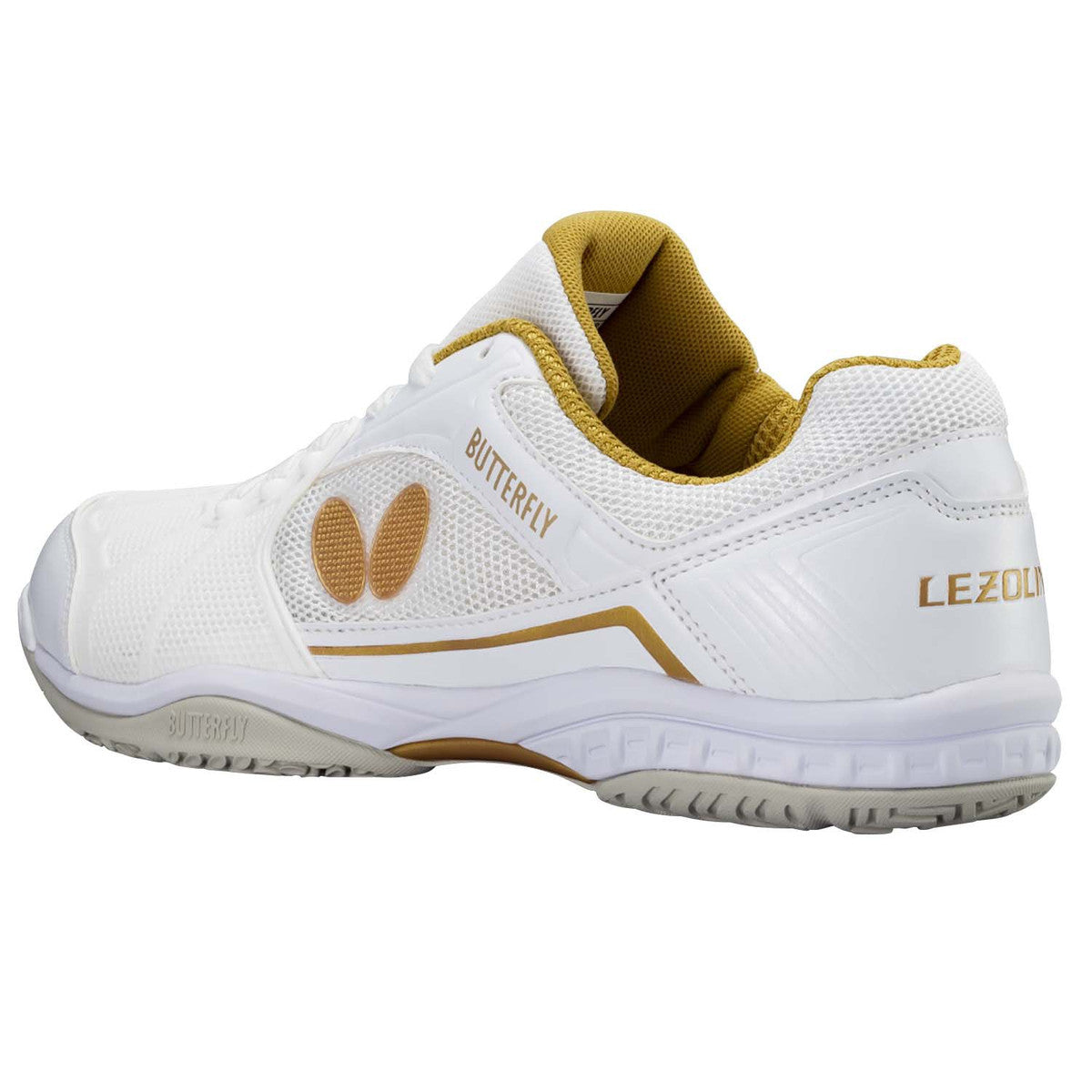 Butterfly Lezoline Rifones Table Tennis Shoes for Men & Women - White/Gold - Lightweight & Non-Slip for Indoor Court Sports - Perfect for Ping Pong, Badminton & Squash