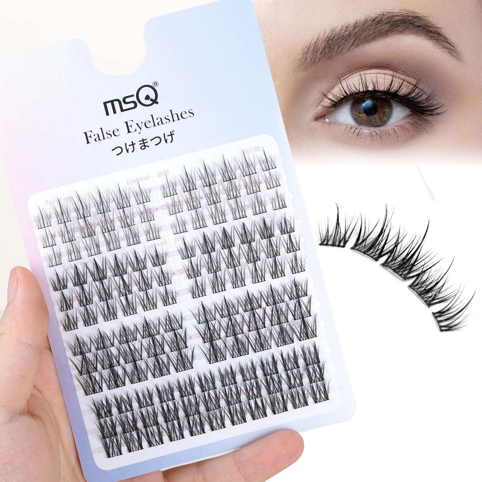 MSQ False Eyelashes Multipack - 135pcs 3D Mink Lashes Set with 4 Assorted Lengths | Natural Look, Reusable & Contact Lens Friendly | Easy to Apply Cluster Lashes for Everyday Wear, Parties & Special Occasions