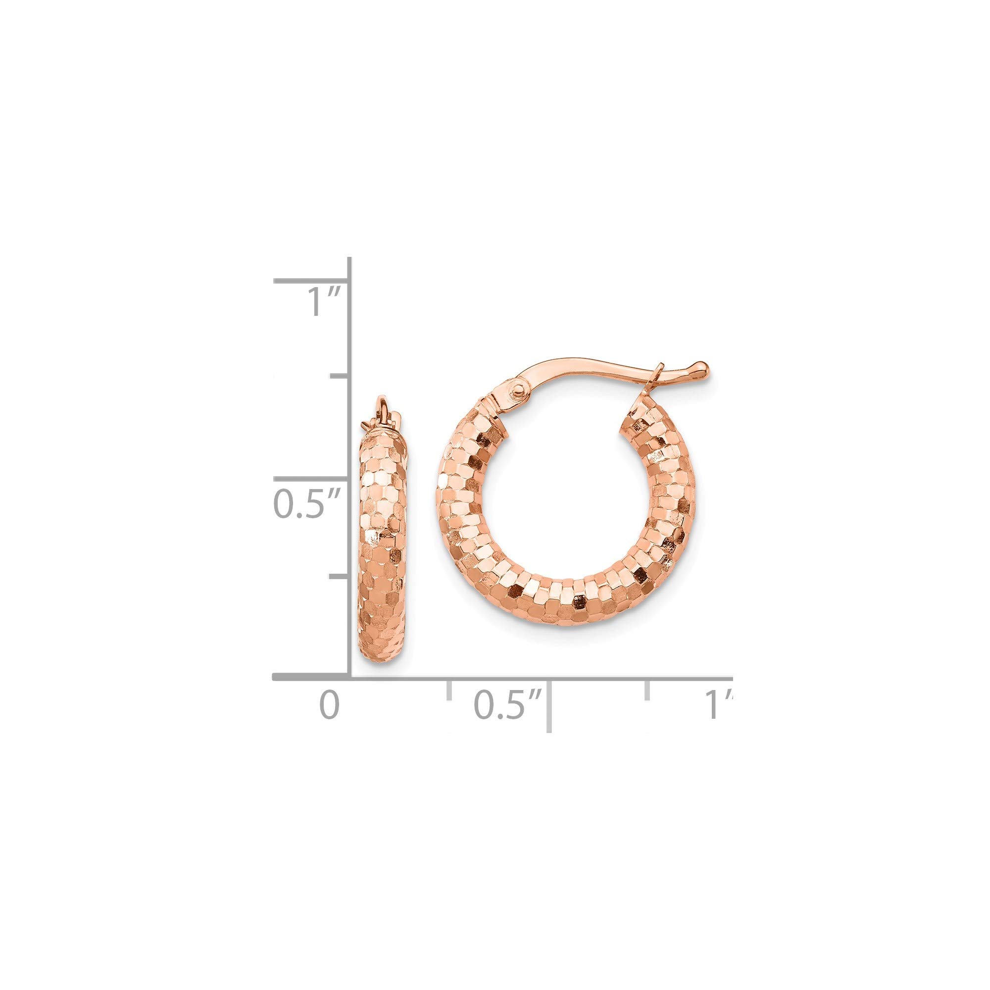 14K Rose Gold 3x10mm Diamond-Cut Hoop Earrings for Women - Dainty Everyday Jewelry Gift for Her - Perfect for Work, Date Night & Special Occasions