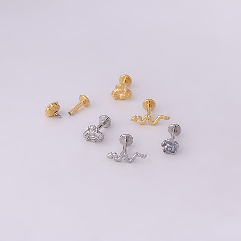 16G Cartilage Labret Back Stud Earring - Flower Design Body Jewelry for Helix, Tragus, Conch Piercings | Perfect for Everyday Wear and Special Occasions | HSPJ685