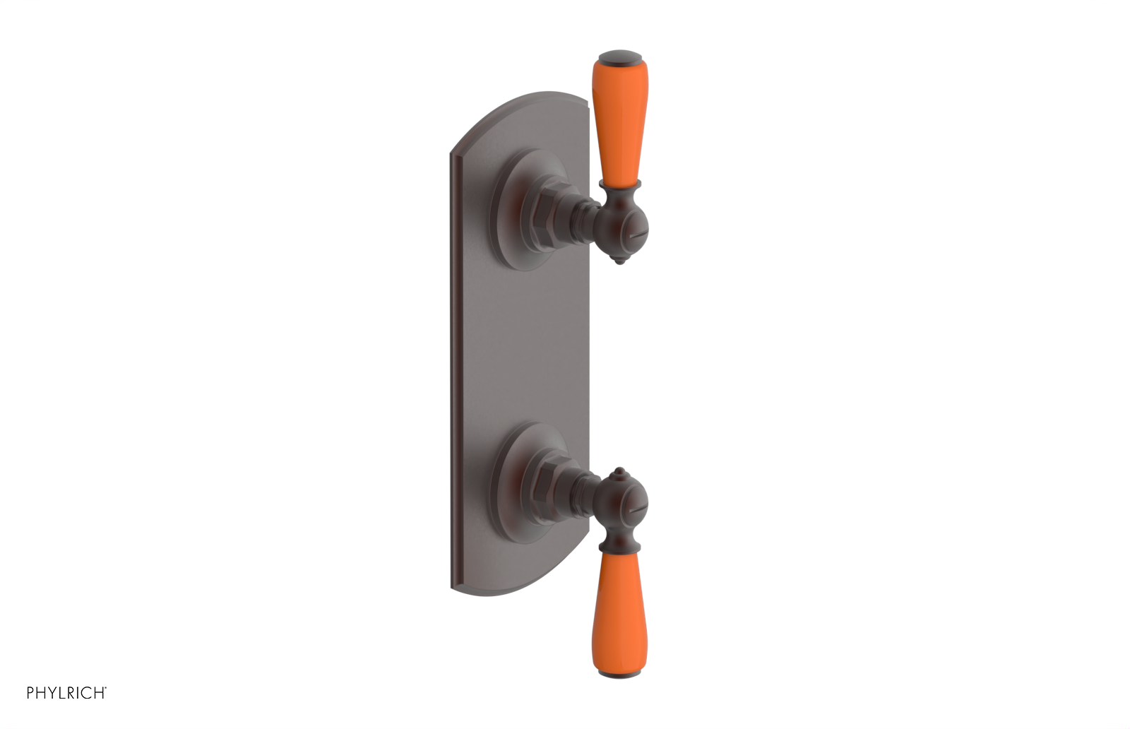 Jamestown Thermostatic Shower Valve with Volume Control & Diverter - Orange Accent Trim - Model 4738 - Perfect for Modern Bathroom Renovations & Spa-Like Shower Experiences