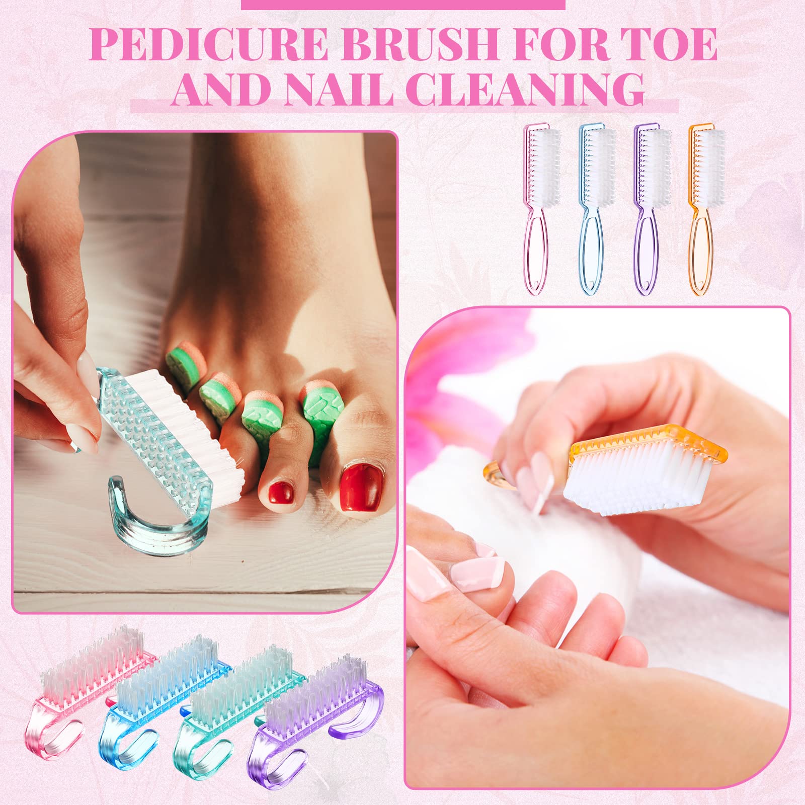 Colorful 24-Piece Nail Brush Set - Durable Handle Grip Nail Scrubbers for Fingernails & Toes Cleaning | Pedicure & Manicure Tools for Men & Women | Perfect for Home Spa, Salon & Personal Nail Care