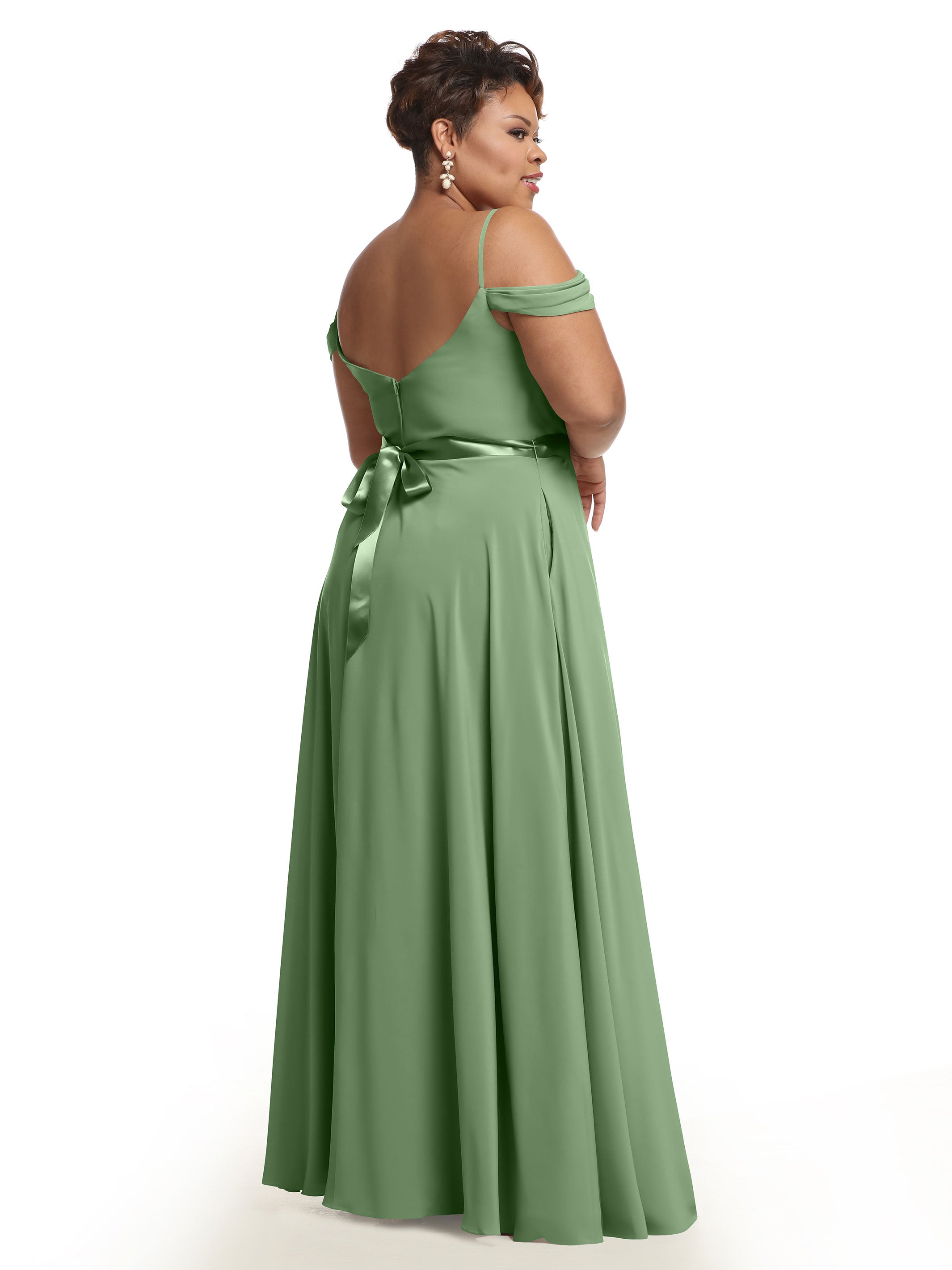Elegant Off Shoulder Chiffon Bridesmaid Dress with Sash - Flowy A-Line Design for Weddings, Parties & Special Occasions