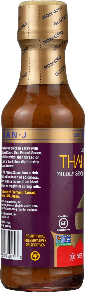 San-J Thai Peanut Cooking Sauce - 24 Pack (10 Oz Each) | Gluten-Free Stir Fry & Marinade Sauce for Asian Dishes, Noodles & Spring Rolls