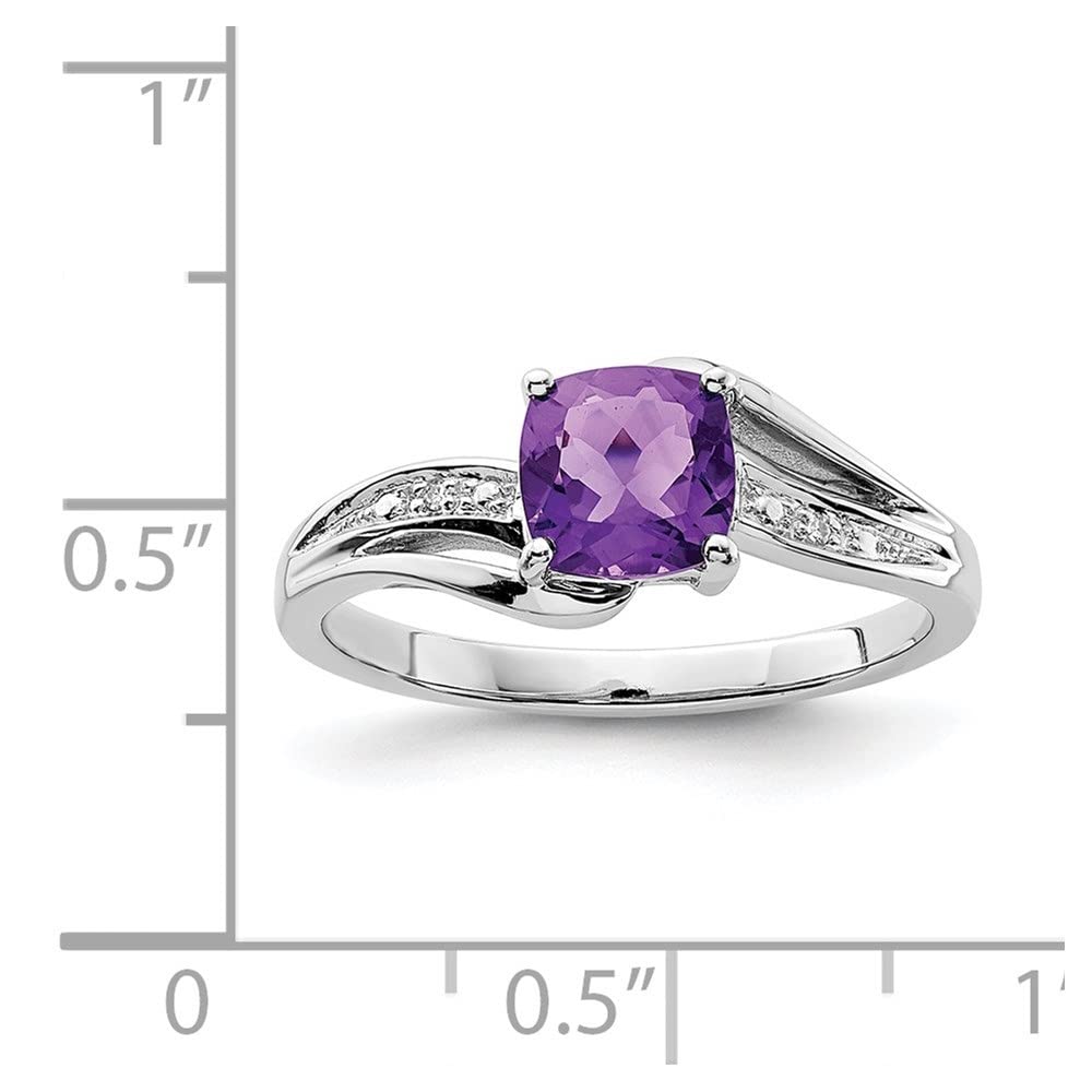 Diamond2Deal 925 Sterling Silver Diamond & Amethyst Square Engagement Ring - 0.71ct, Size 5-10, Wedding, Proposal, Anniversary Gift for Her